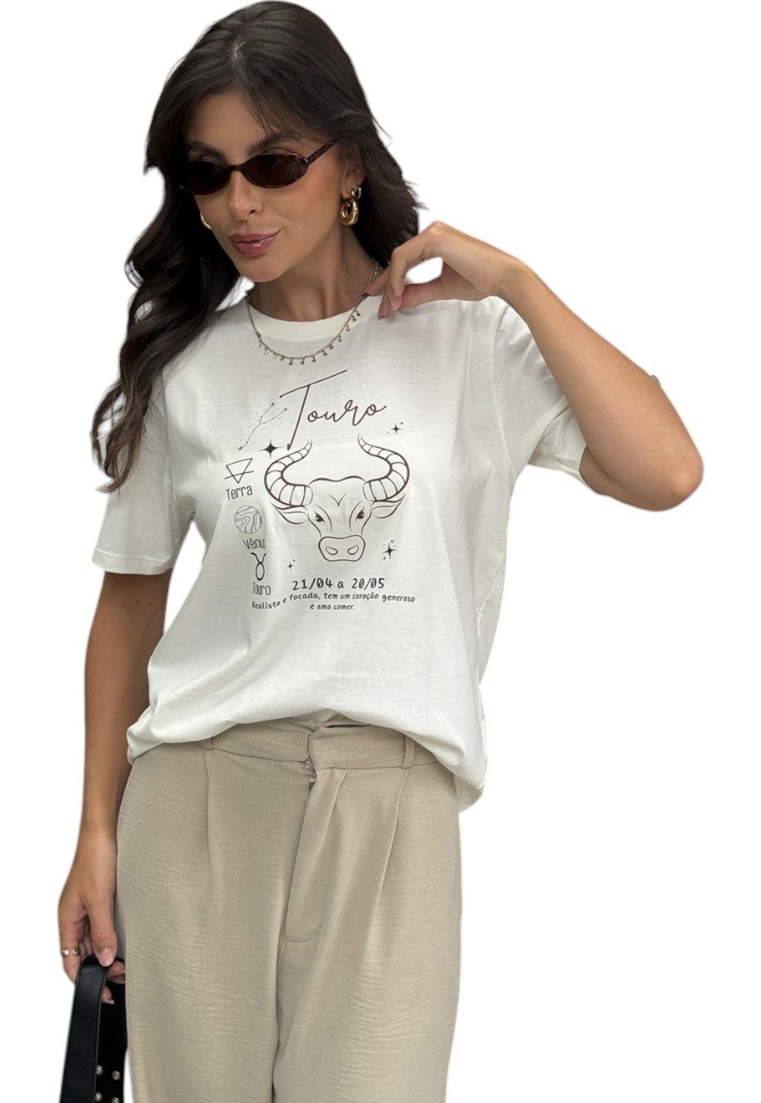 Imagem principal Camiseta Cianitas Off Estampa Signo Touro Cianitas off-white