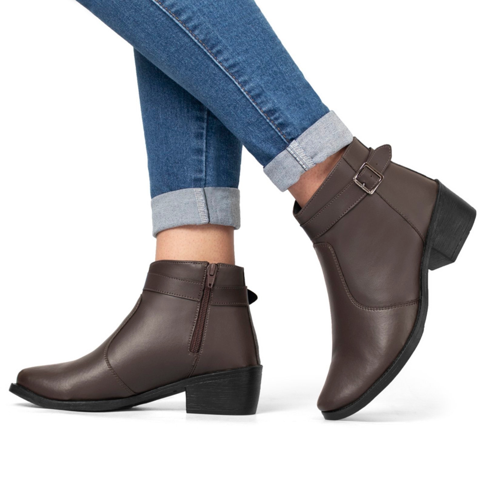 Imagem principal Bota Bredeni Feminina Zíper Lateral Com Fivela BREDENI café