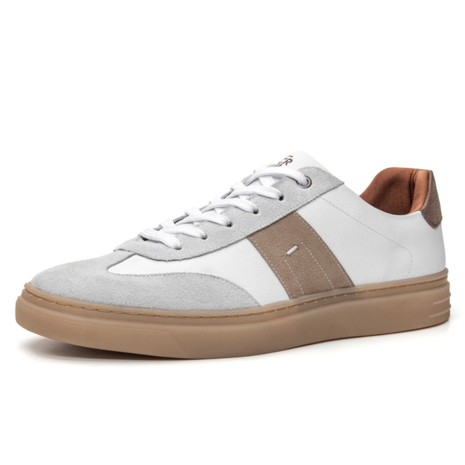 Imagem principal Tênis Masculino Casual Matteo Em Couro Coronello branco/cinza/marrom