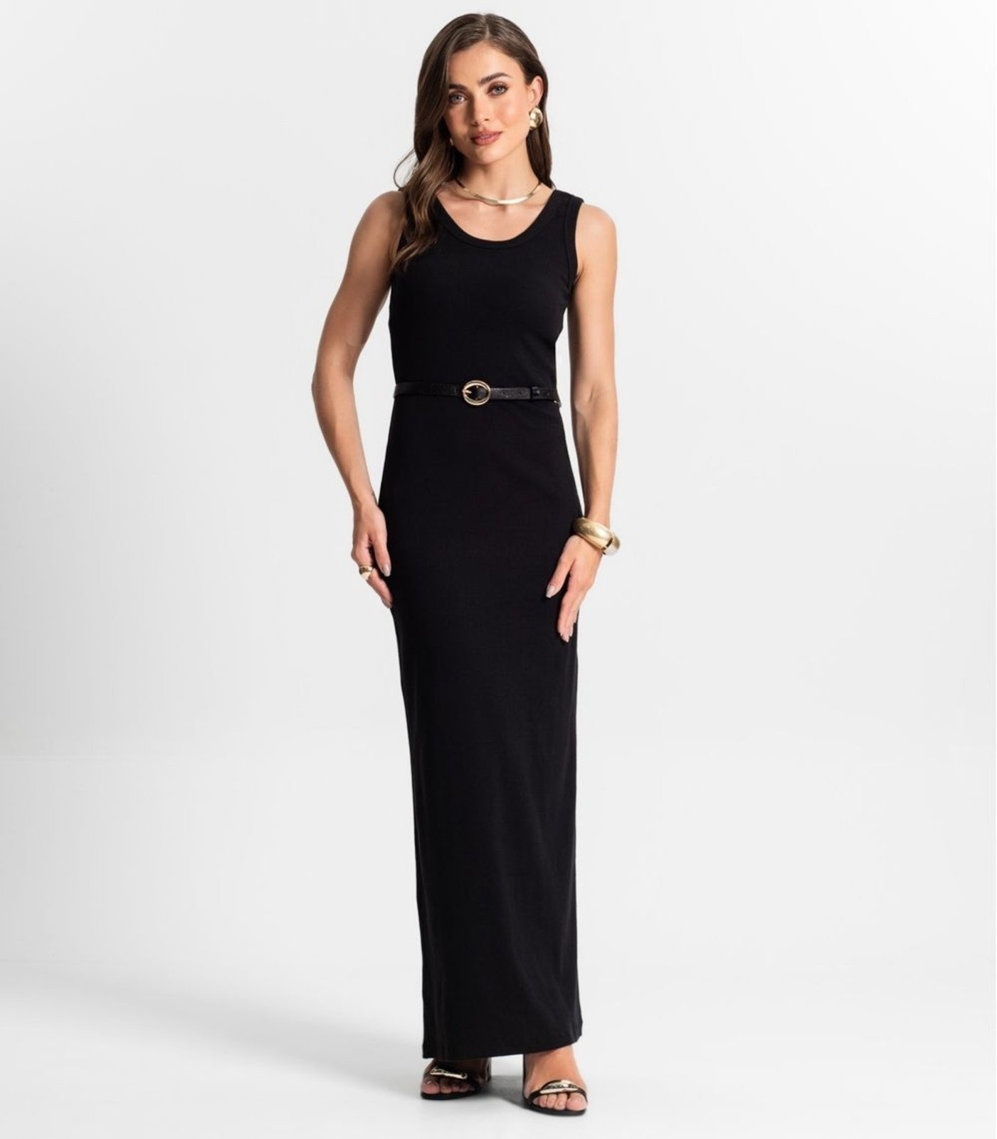 Imagem principal Vestido Midi De Ribana Feminino Endless ENDLESS BÁSICOS preto