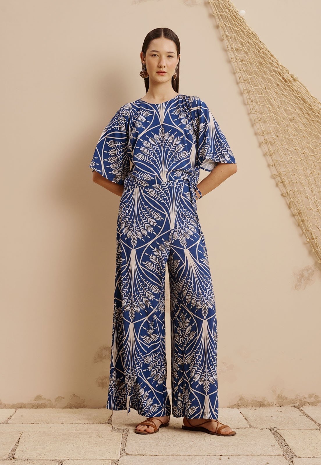 Imagem principal Calça Transpassada Estampada Miriti CaCay azul