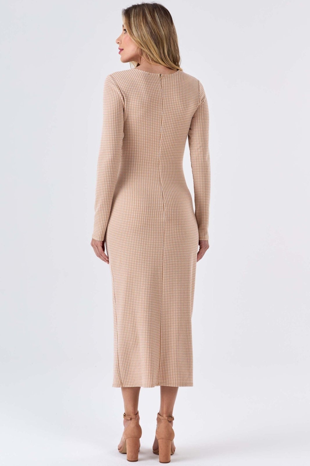 Imagem principal Vestido Midi PKS Jacquard Pied De Poule PKS bege