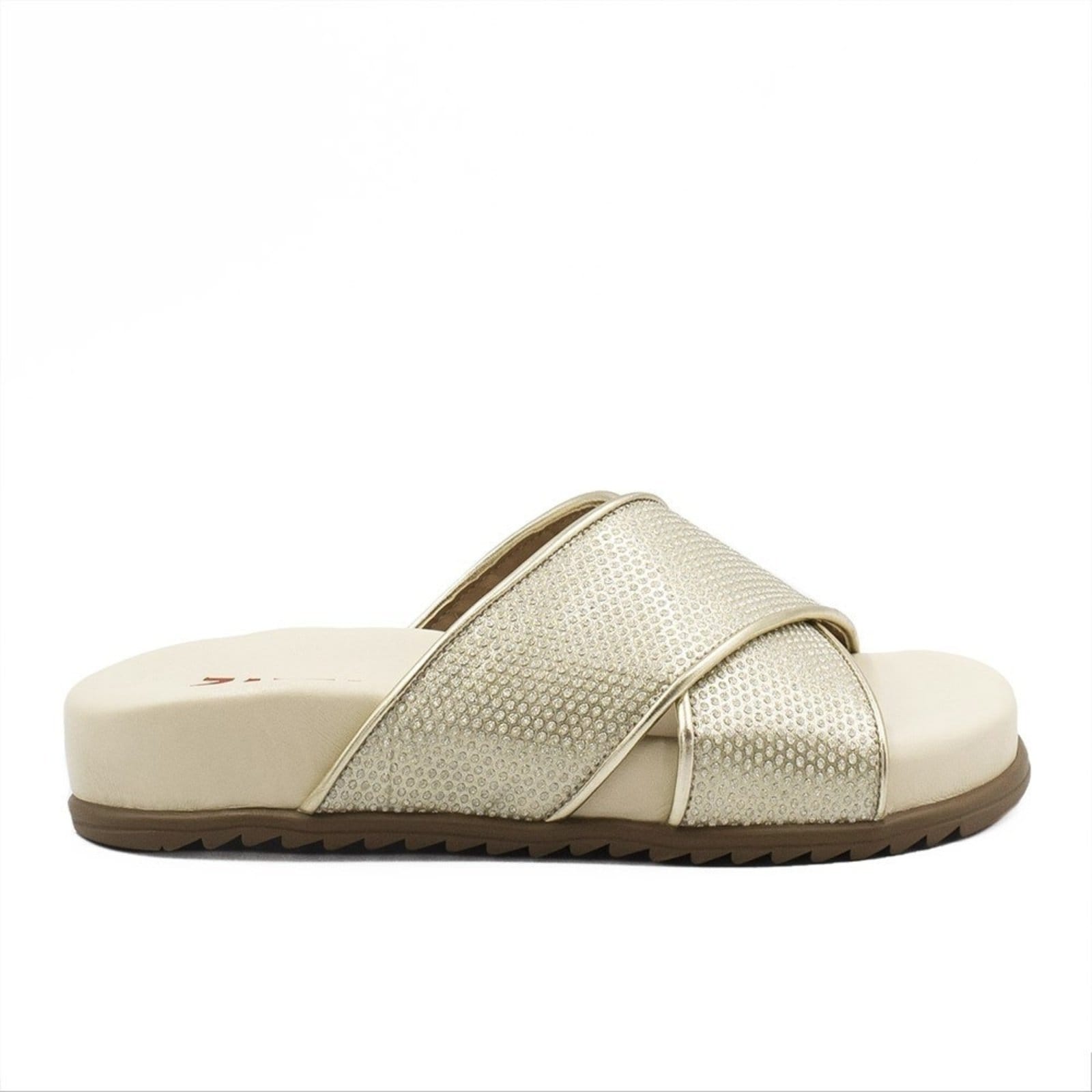 Sandália Papete Zatta Tiras Cruzadas Amora Dourada