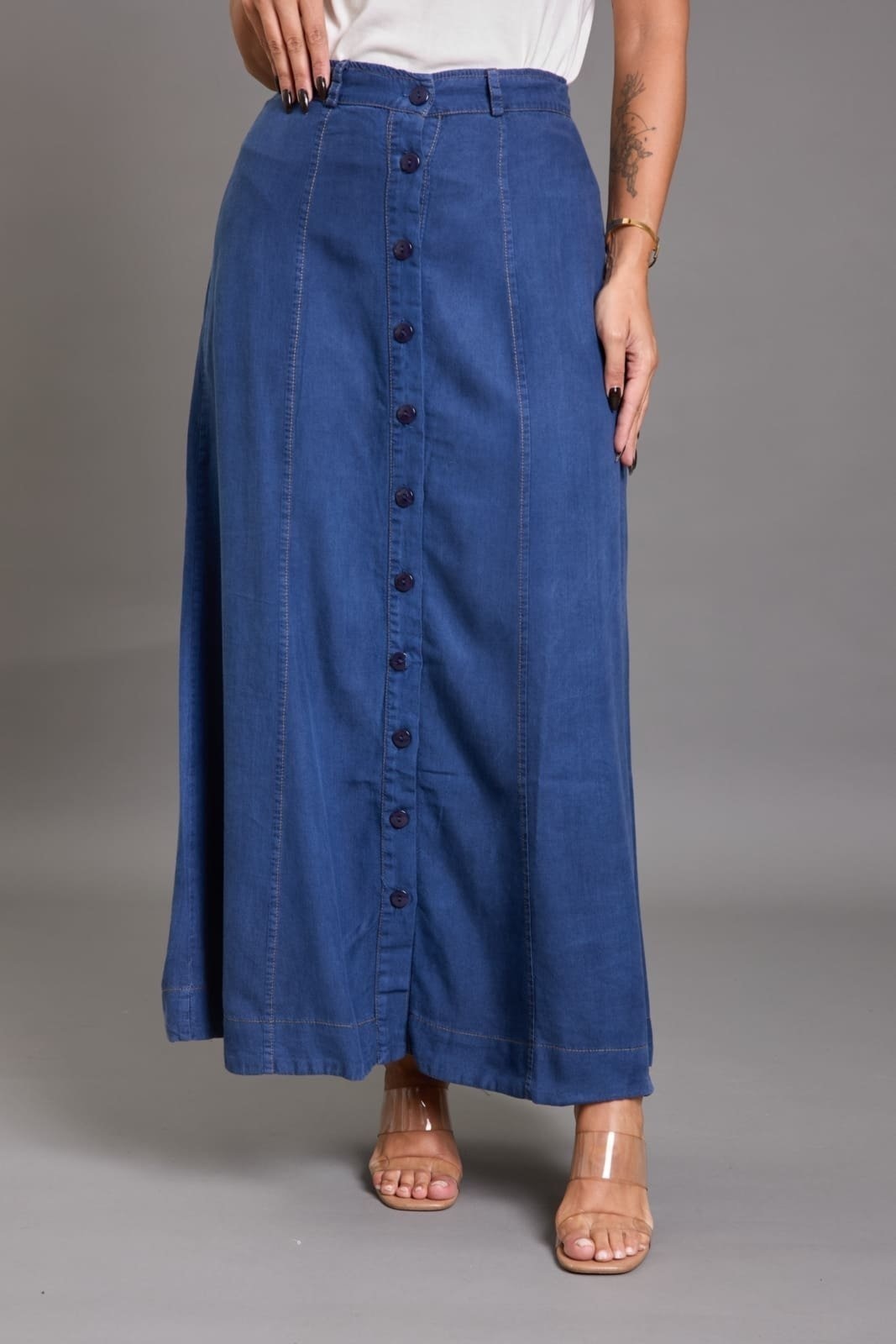 Imagem principal Saia Liocel Com Botões Frontais Feminino Lemier Collection LEMIER azul