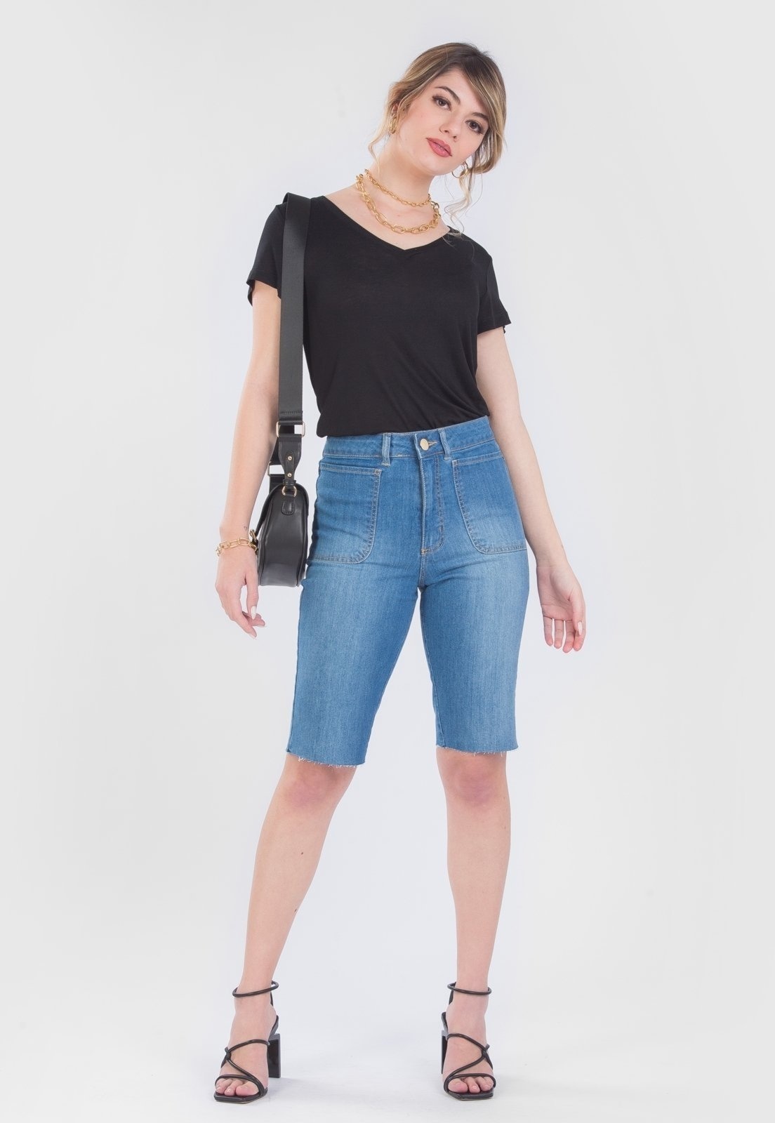 Imagem principal Bermuda Jeans Biker Traymon Lavada Traymon azul