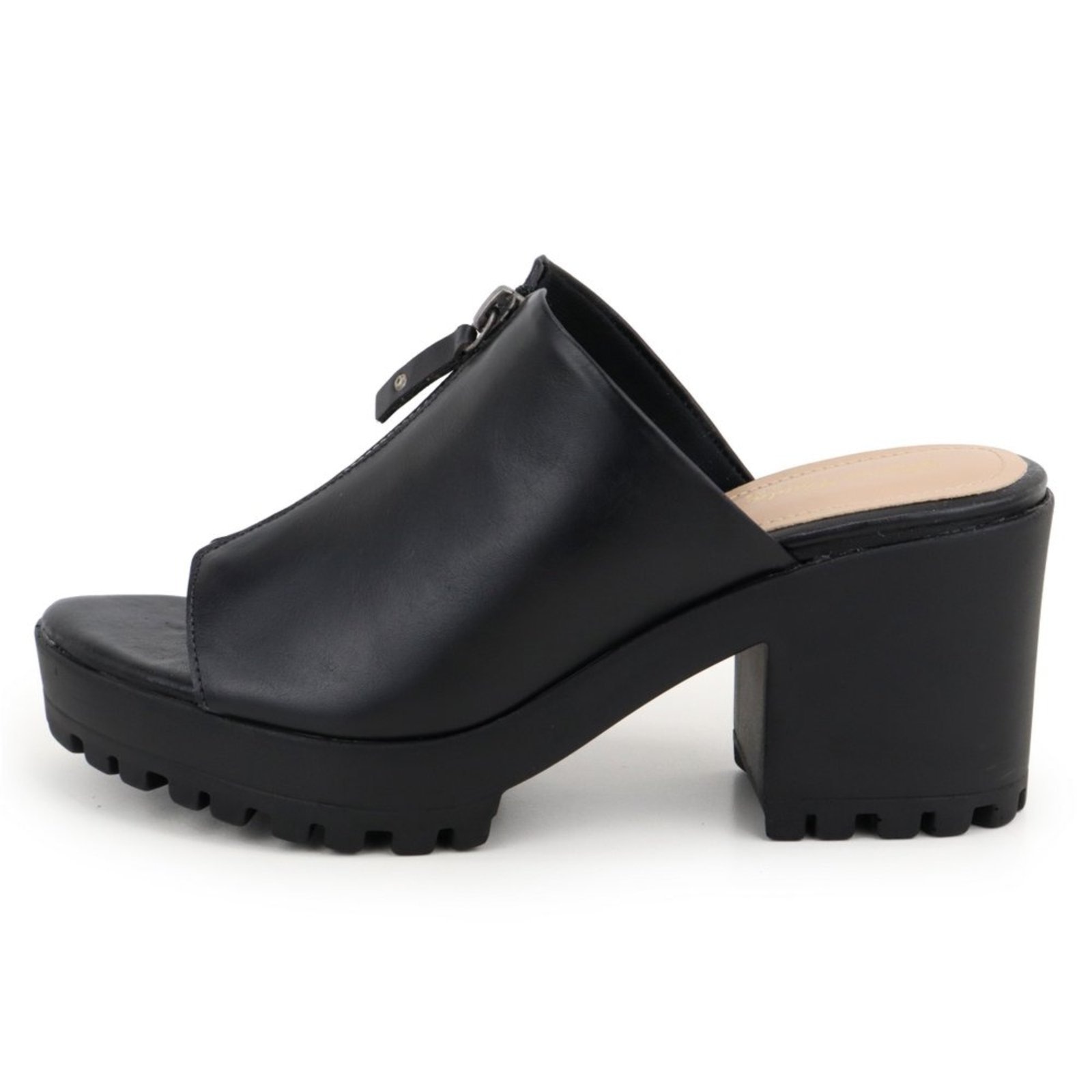 Imagem principal Tamanco Feminino Salto Bloco Zíper Tratorada em Couro Maria Paula MARIA PAULA preto