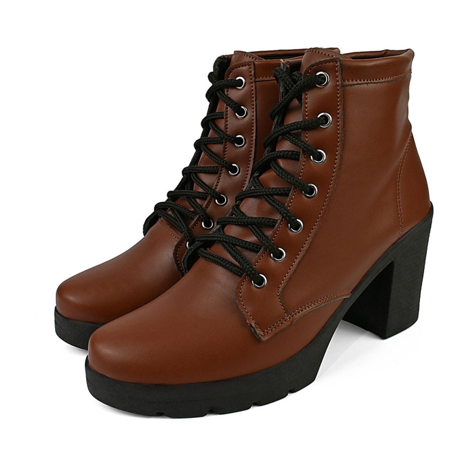 Imagem principal Bota Coturno Feminino Donatella Shoes Salto Alto Cano Médio Terra Donatella Shoes marrom