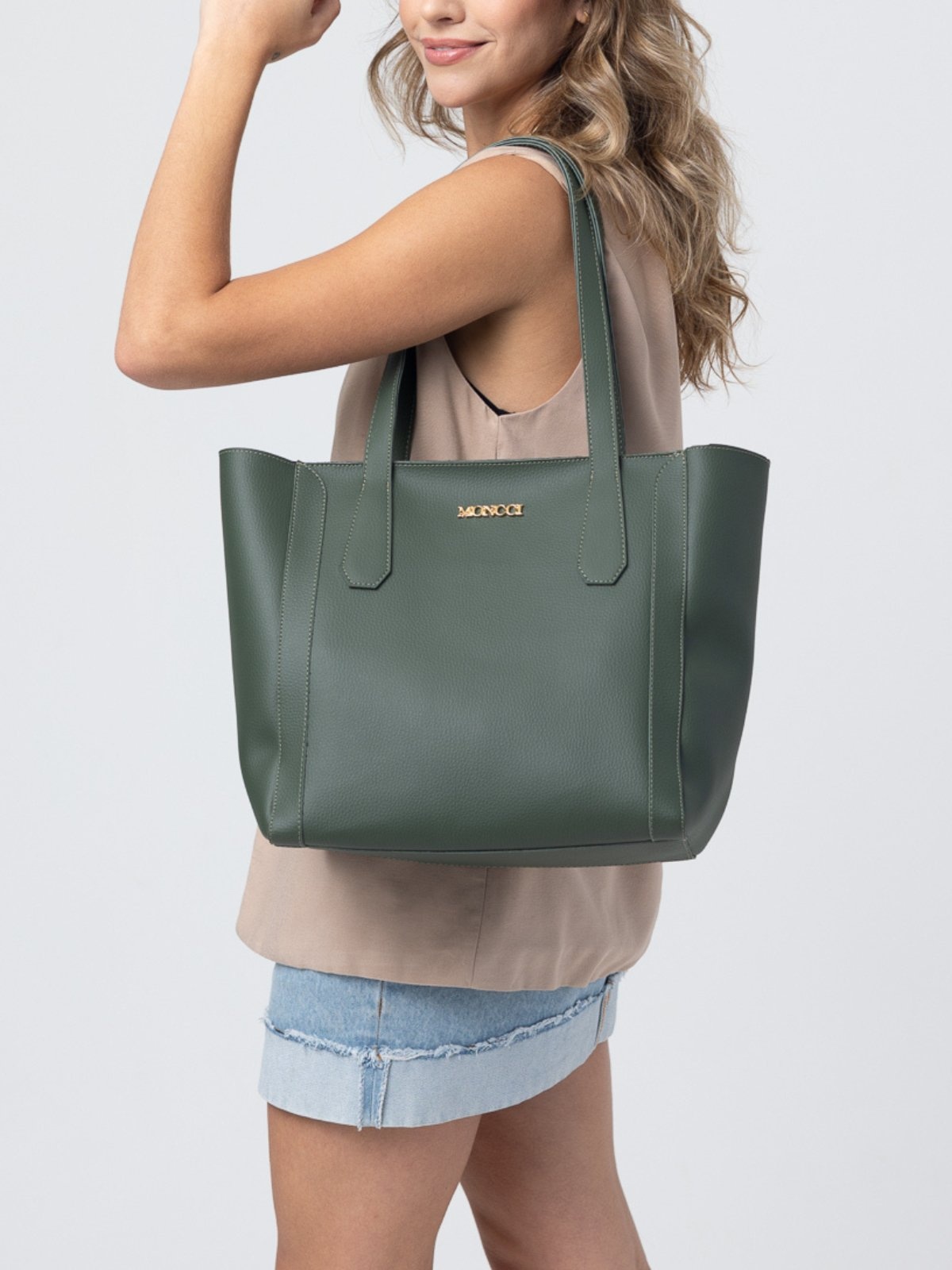 Imagem principal Bolsa de Ombro Grande Moncci Fechamento de zíper Militar MONCCI verde/verde militar verde