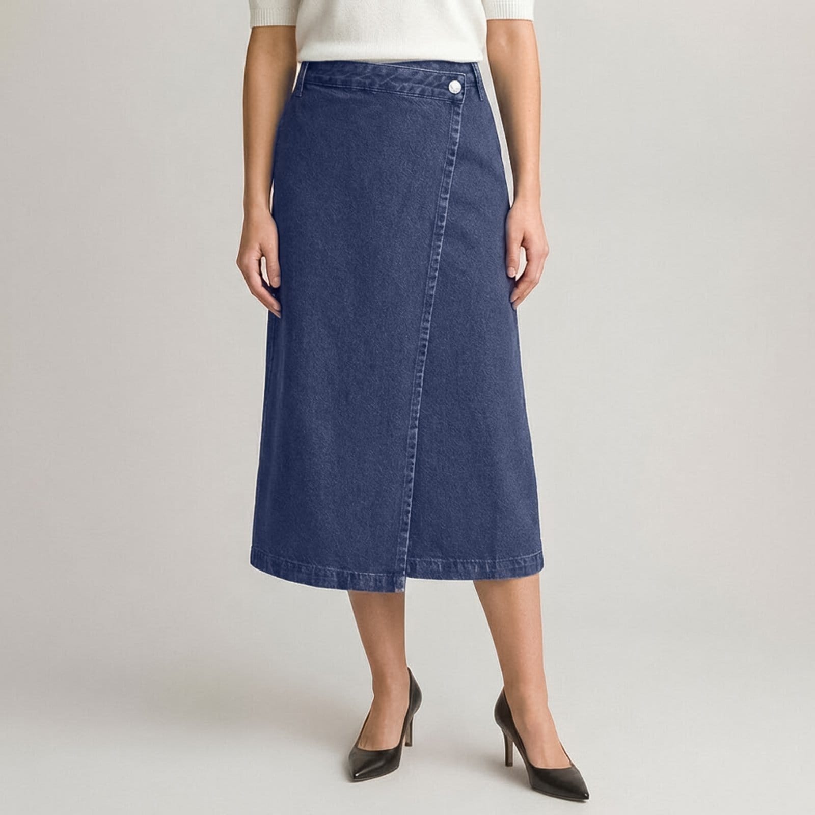 Saia Jeans Dudalina Transpassada Ou26 Feminino