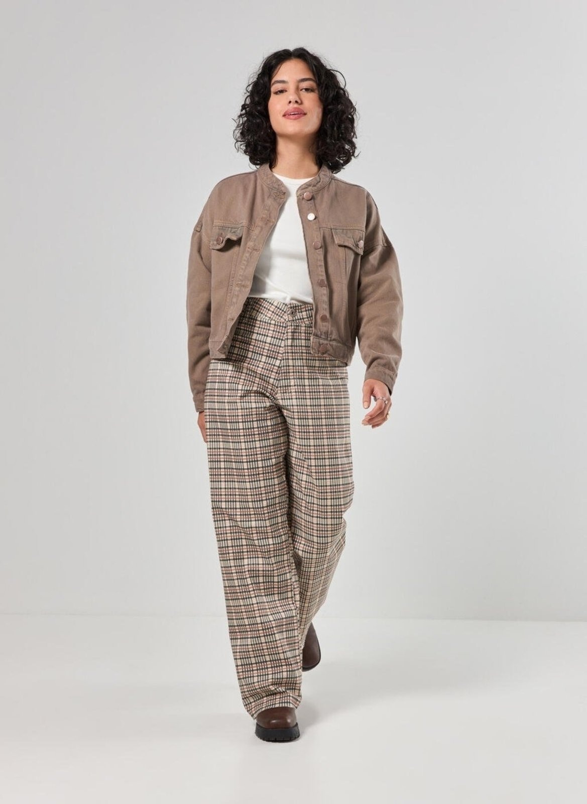 Imagem principal Calça Wide Leg Sarja Xadrez Youcom multicolorido