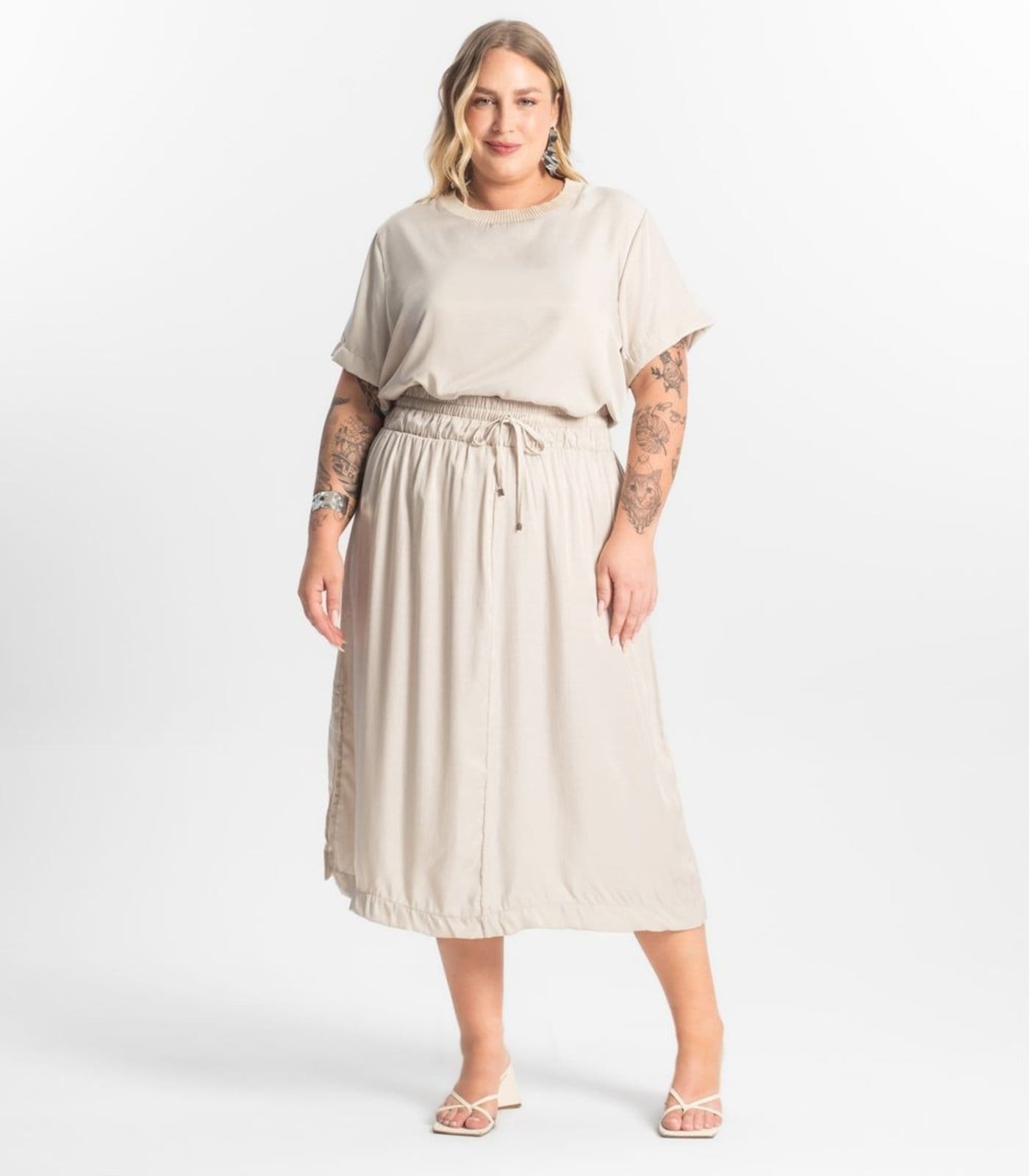 Saia Midi Plus Size Secret Glam