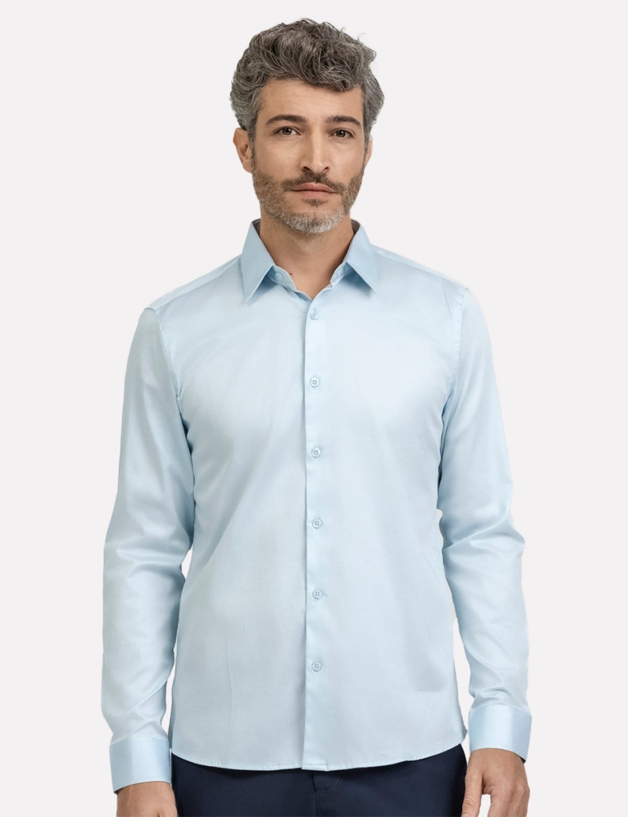 Camisa K&J Black Regular Social Cetim ML Azul CL