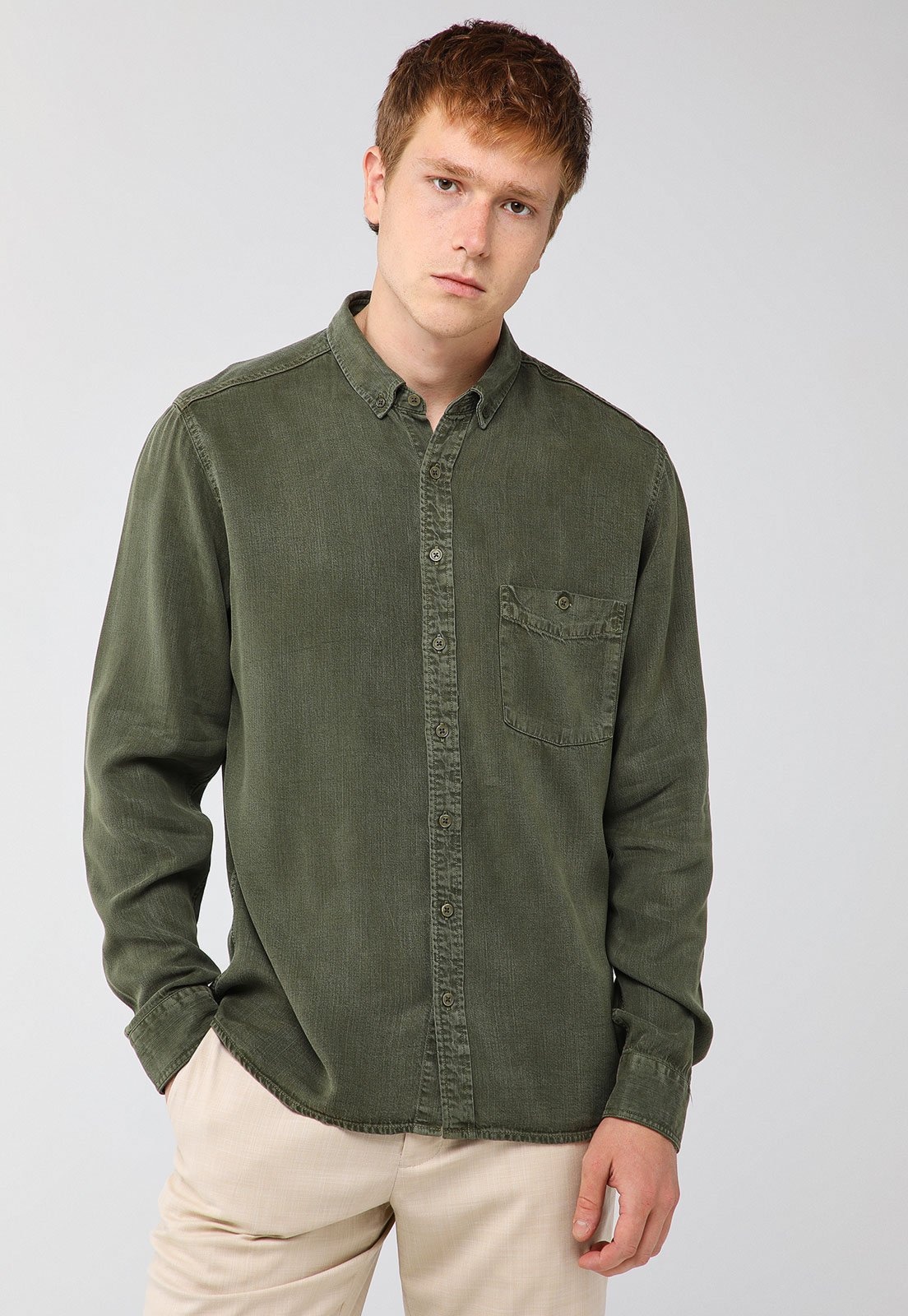 Imagem principal Camisa Masculina Dudalina Manga Longa Escura Dudalina verde