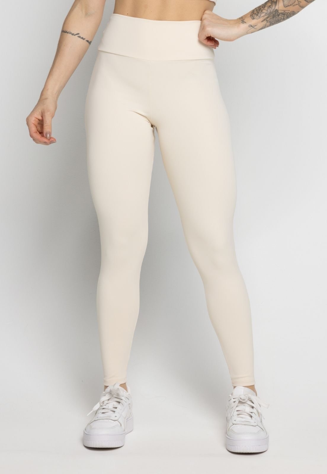 Imagem principal Calça Legging Vekyo Poliamida Cintura Alta Zero Transparência Feminina Off White VEKYO branco white