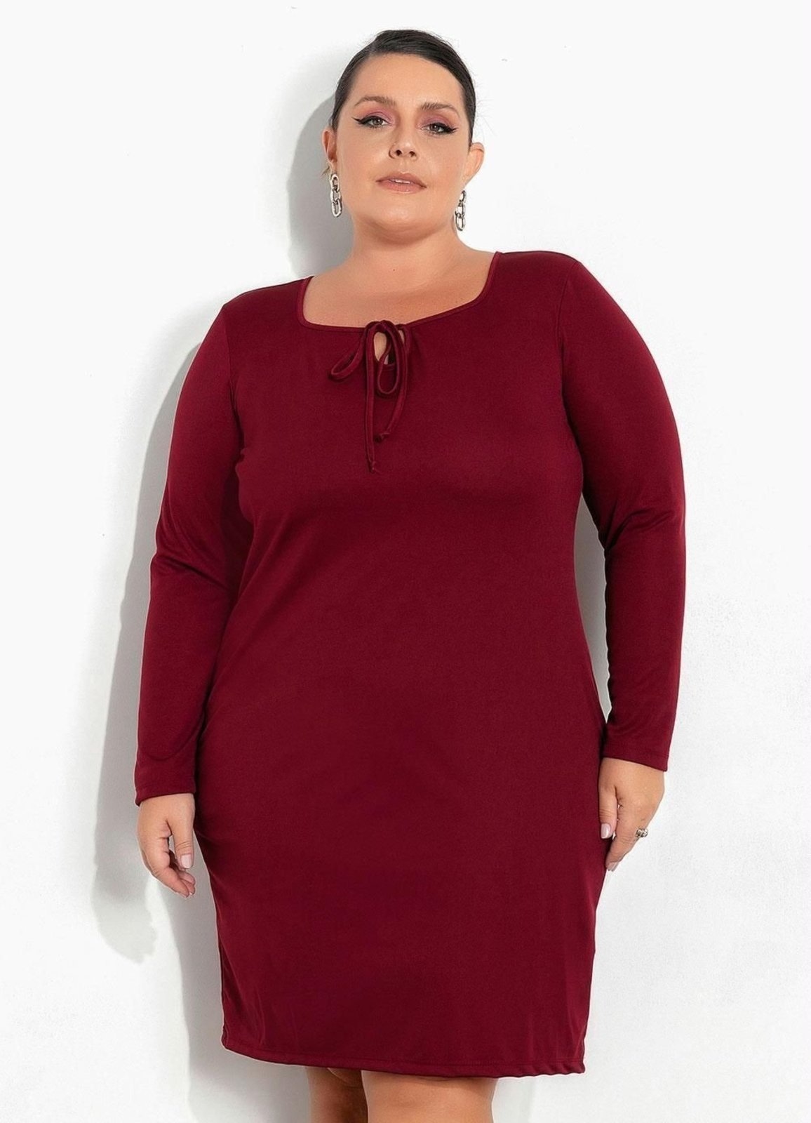 Imagem principal Vestido Com Amarração Plus Size Bordô Marguerite vermelho