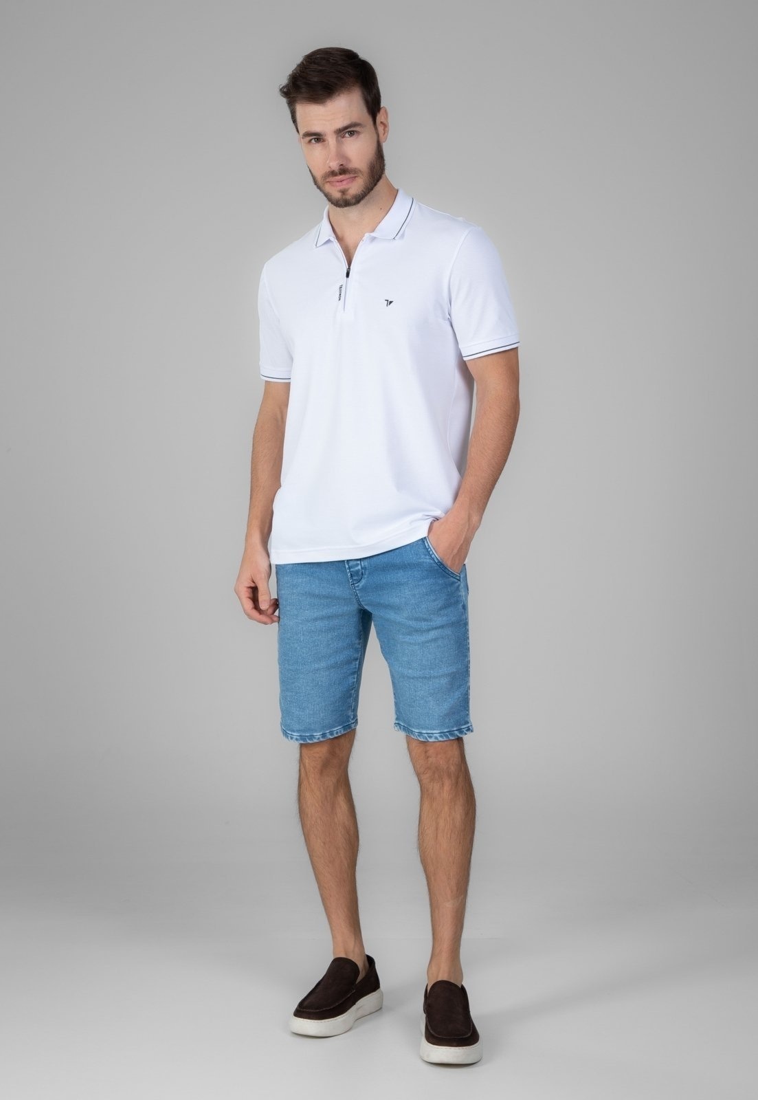 Imagem principal Bermuda Traymon Jeans Slim Cós Elástico Claro Traymon azul