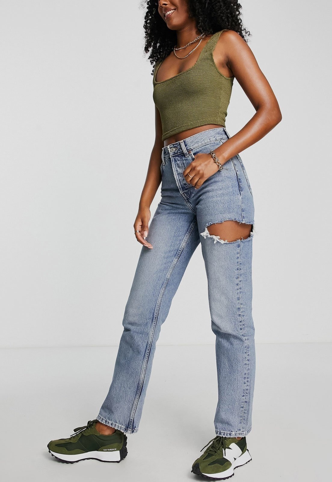 Imagem principal Calça Jeans TOPSHOP Reta Destroyed Topshop azul