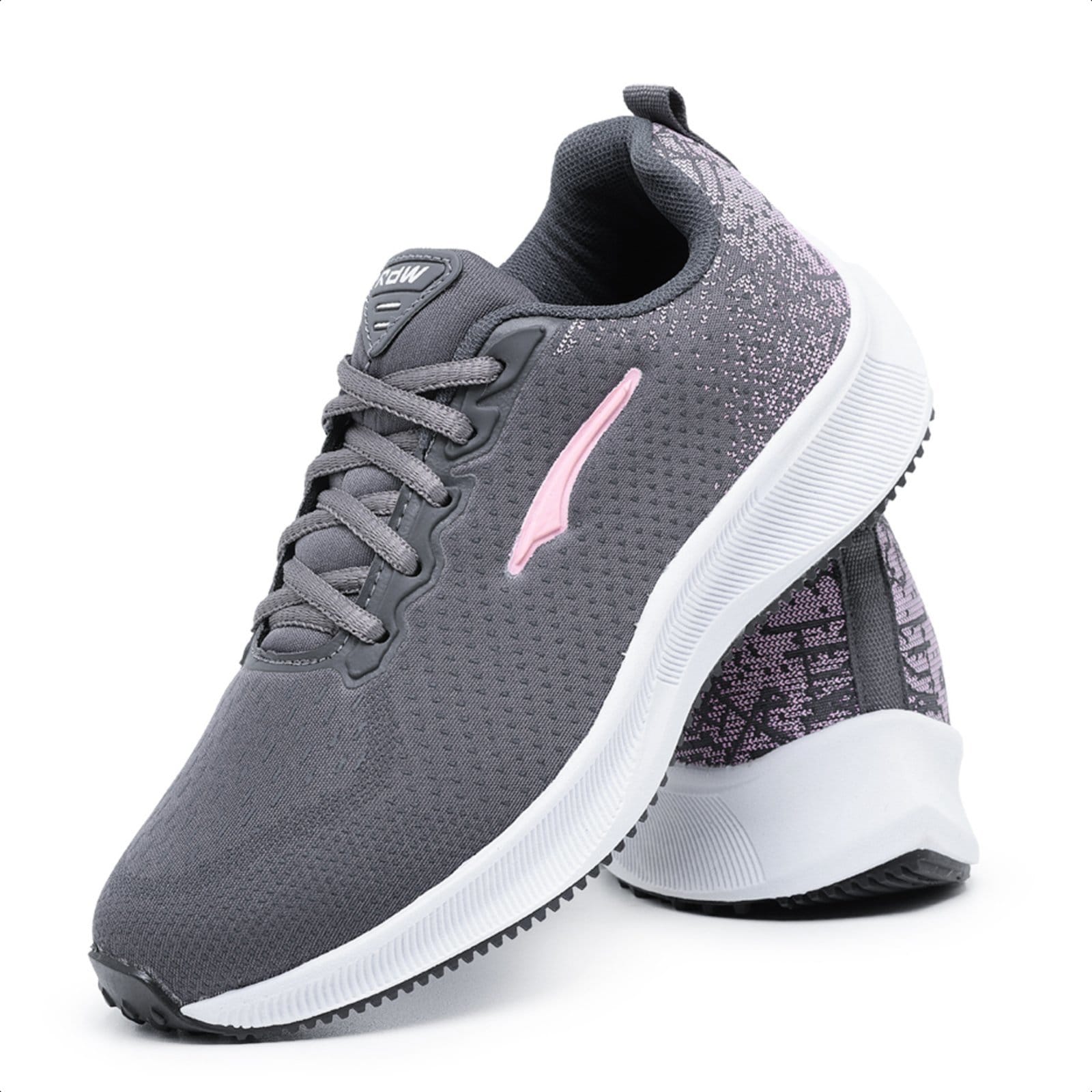 Tenis Caminhada Feminino Academia Esportivo Grafite/Rosa