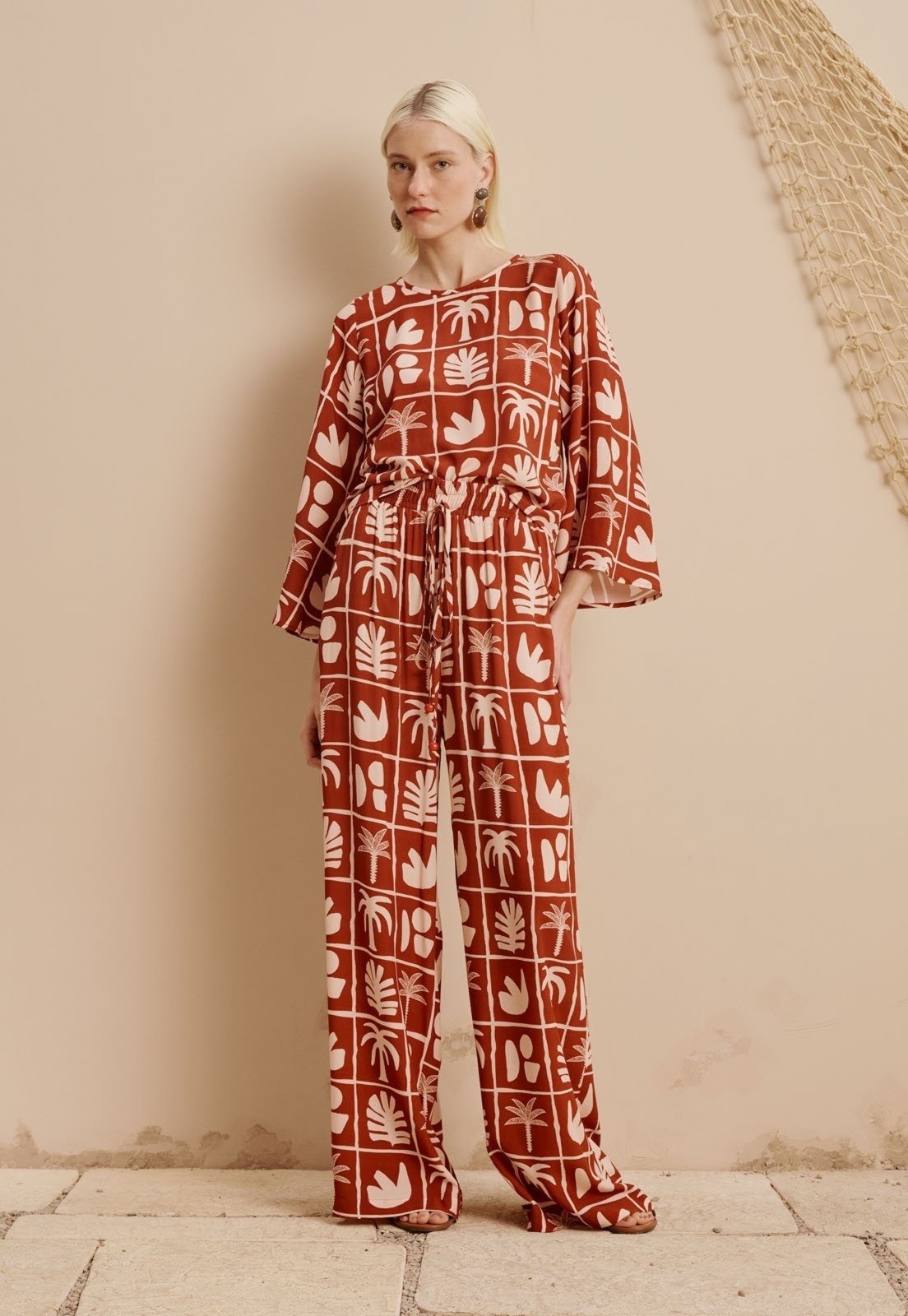 Imagem principal Calça Eslástico Cós Estampada Ybyra CaCay marrom