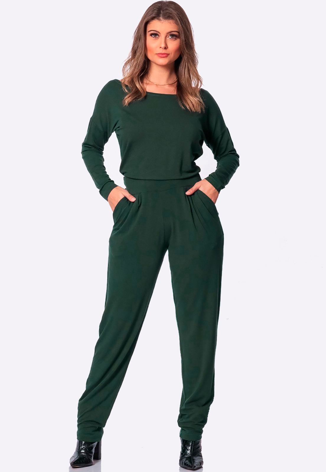 Imagem principal Macacão M/L Decote Canoa B'Bonnie Maitê Musgo BBonnie verde