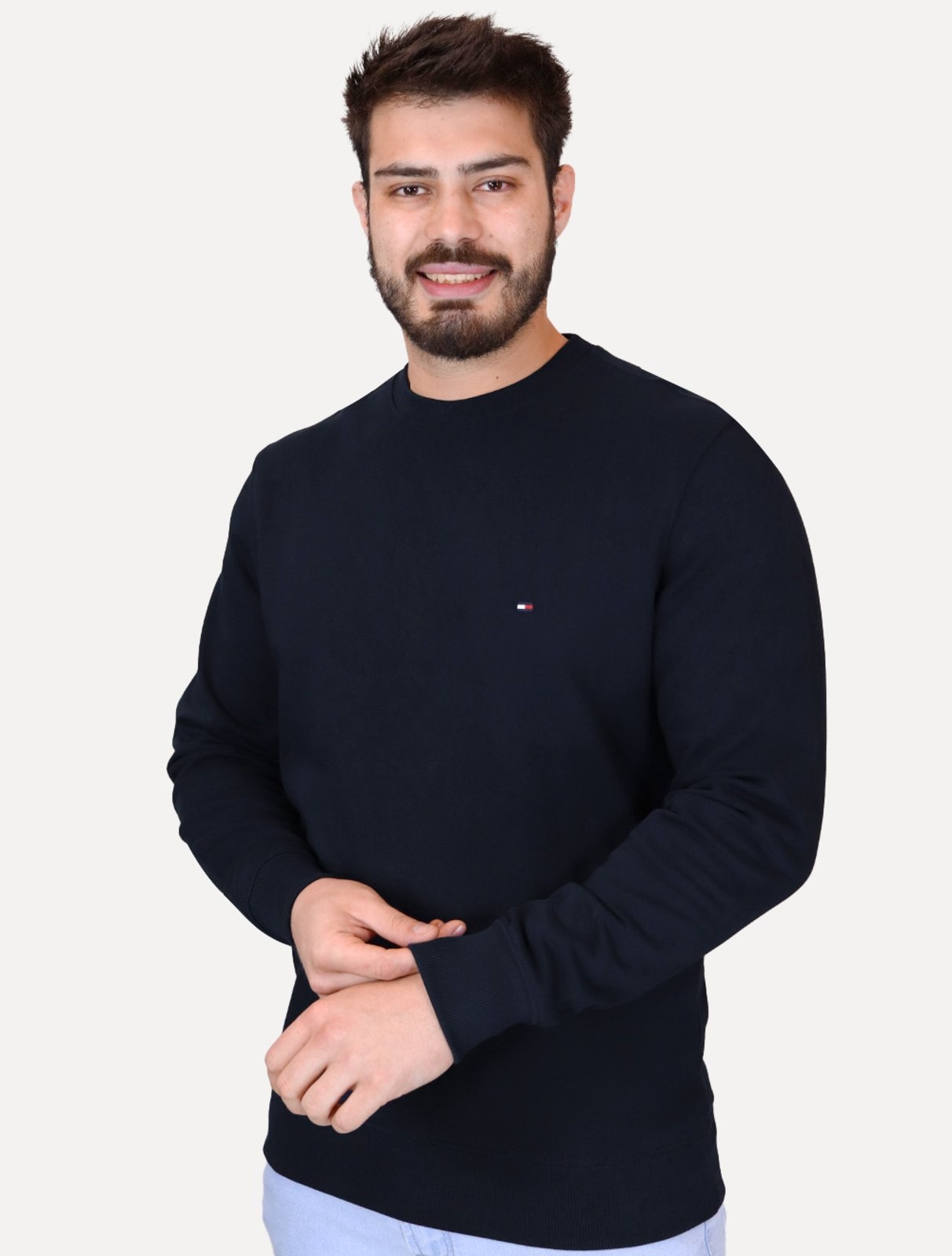 Imagem principal Moletom Tommy Hilfiger Masculino Crewneck Essential Terry Tommy Hilfiger azul marinho