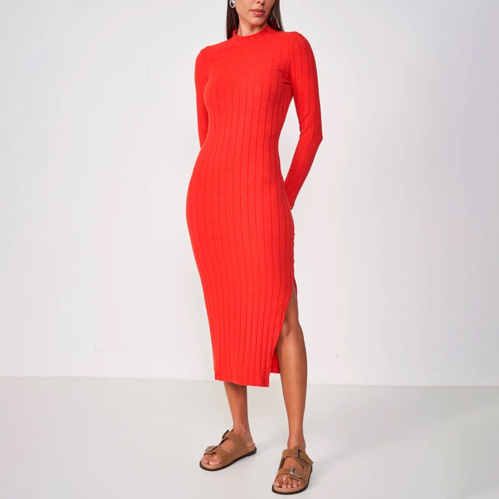 Imagem principal Vestido Super Mid Colcci Canelada Cut In25 Feminino Colcci vermelho