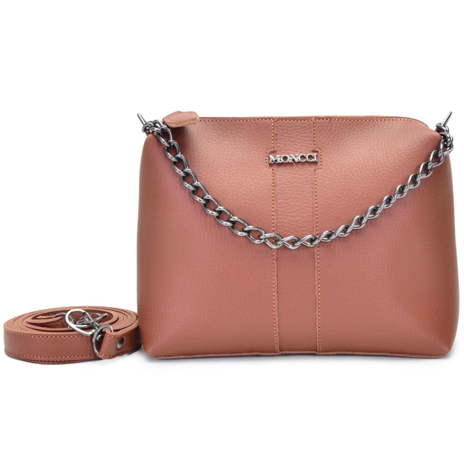 Imagem principal Bolsa Feminina Moncci Londres Pequena Transversal Alça Tiracolo Com Corrente MONCCI caramelo/marrom