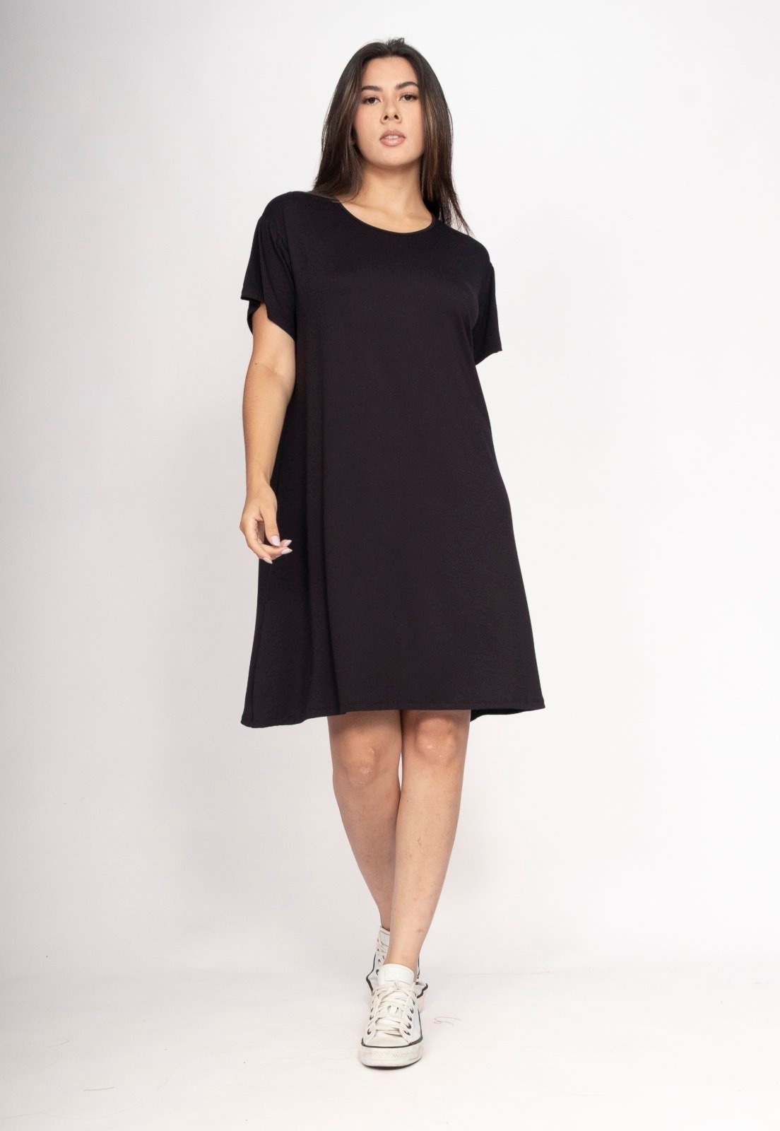 Imagem principal Vestido CabanaFree Amanayara Curto Malha Preto Cabanafree estampado