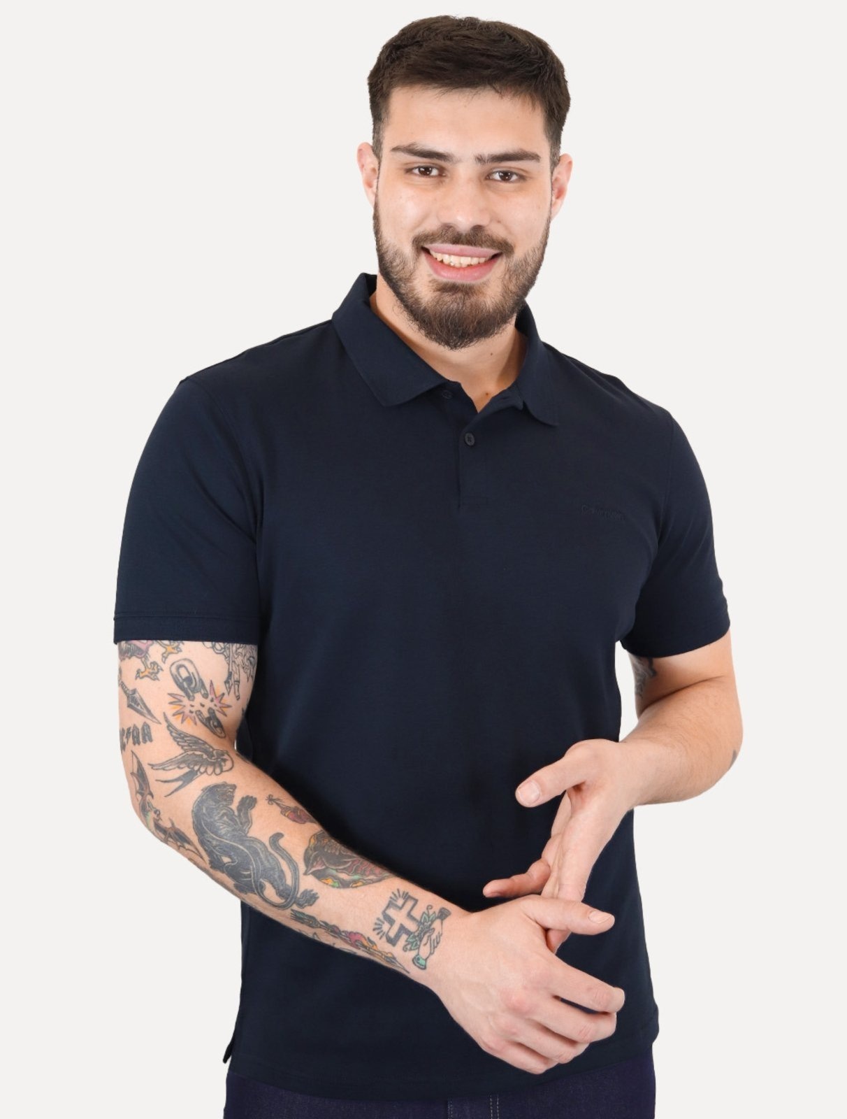 Imagem principal Polo Calvin Klein Masculina Regular Básica Interlock Liquid Touch Calvin Klein azul marinho