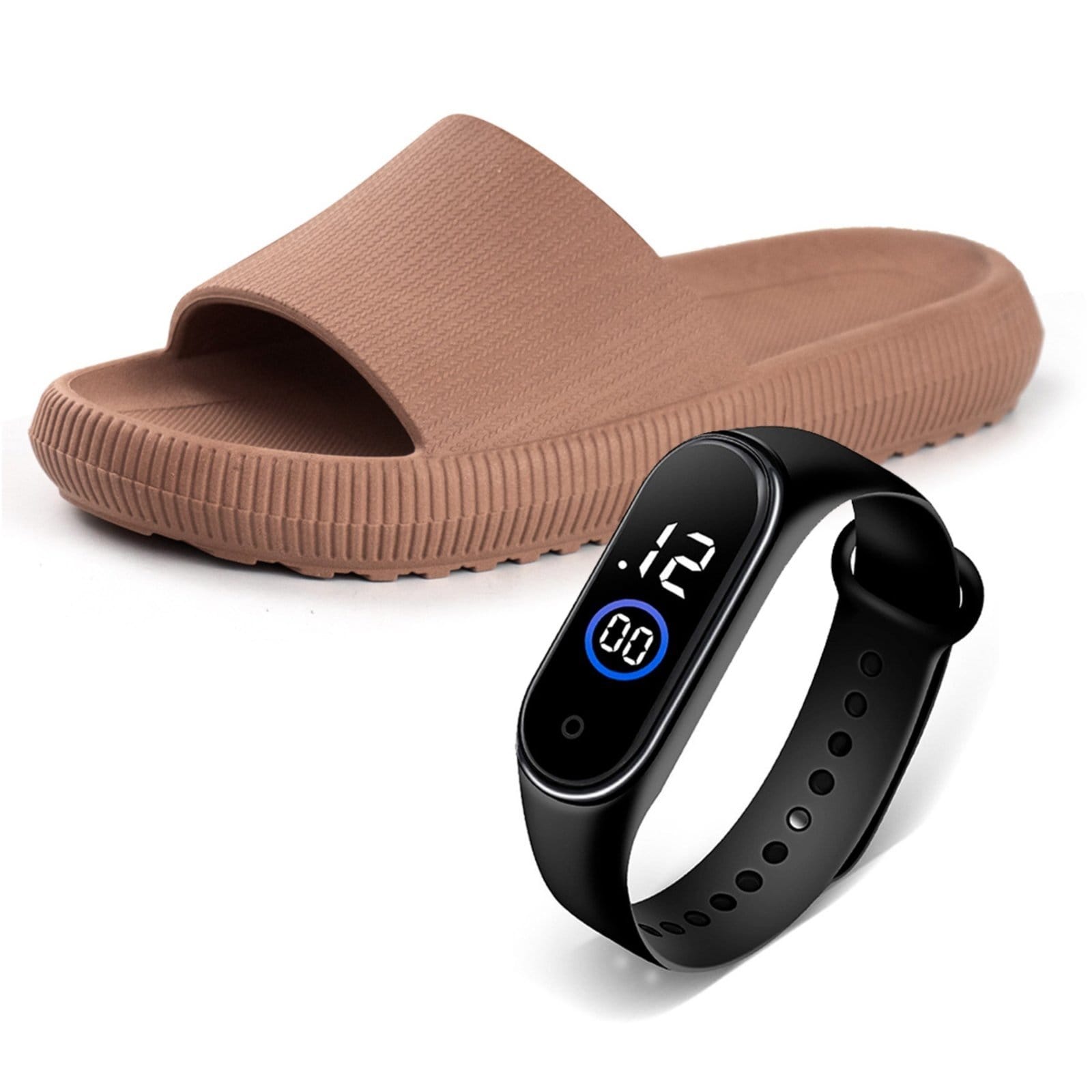 Chinelo Feminino Nuvem Slide Confortável Anatômico Macio Moderno Antiderrapante Com Relógio