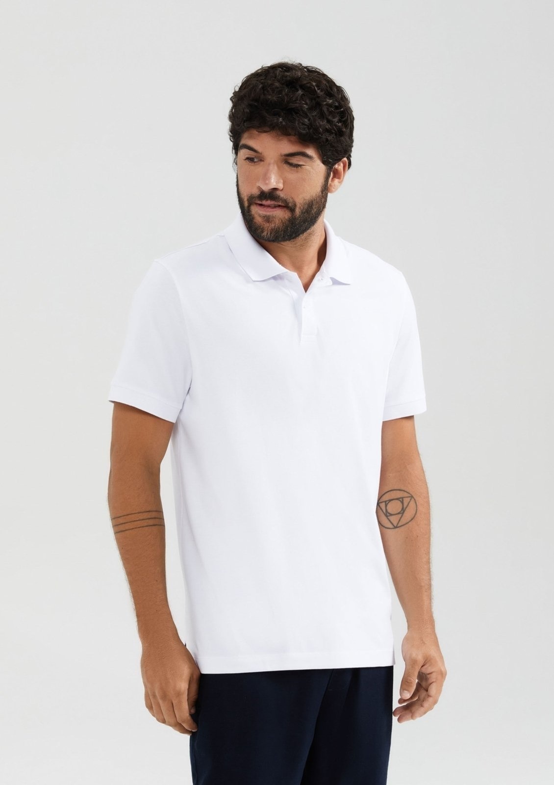 Imagem principal Camisa Polo Básica Masculina Manga Curta Pima Hering branco