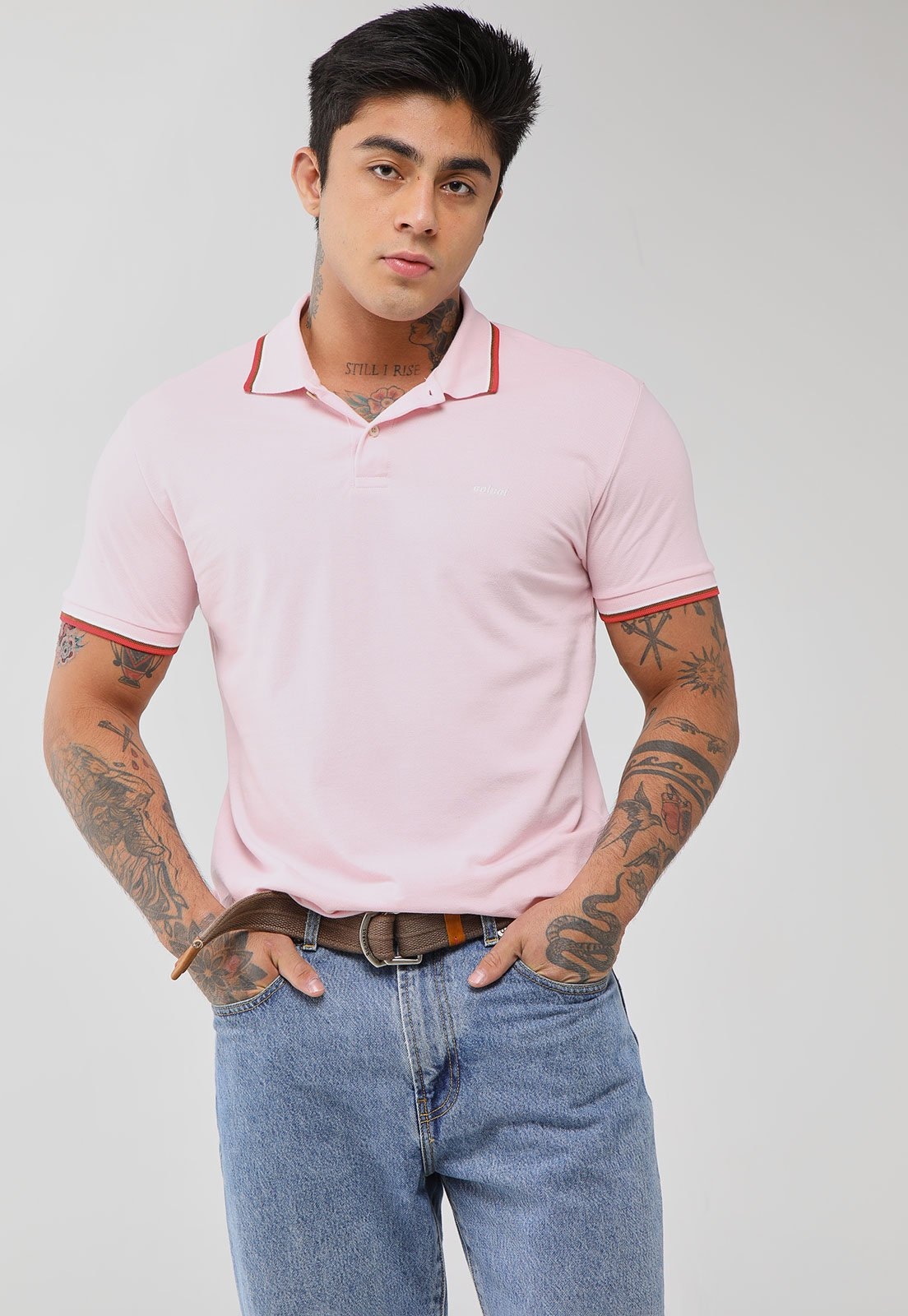 Imagem principal Polo Masculina Colcci Detalhe Contrastante Claro Colcci rosa