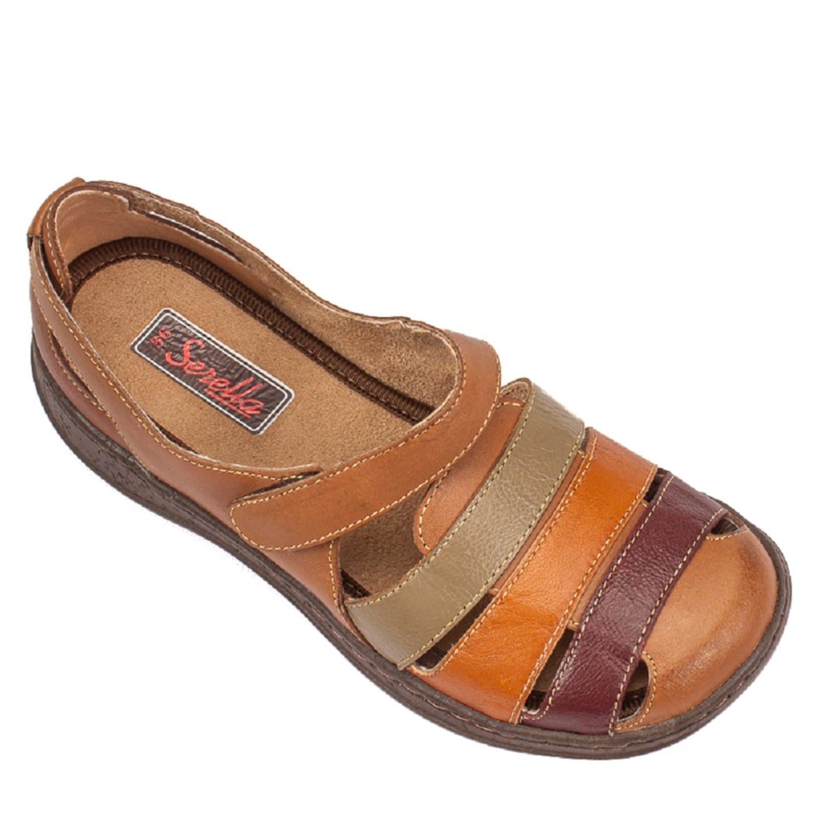 Sandália Baixa Conforto Serella Retrô 7073 Tiras coloridas