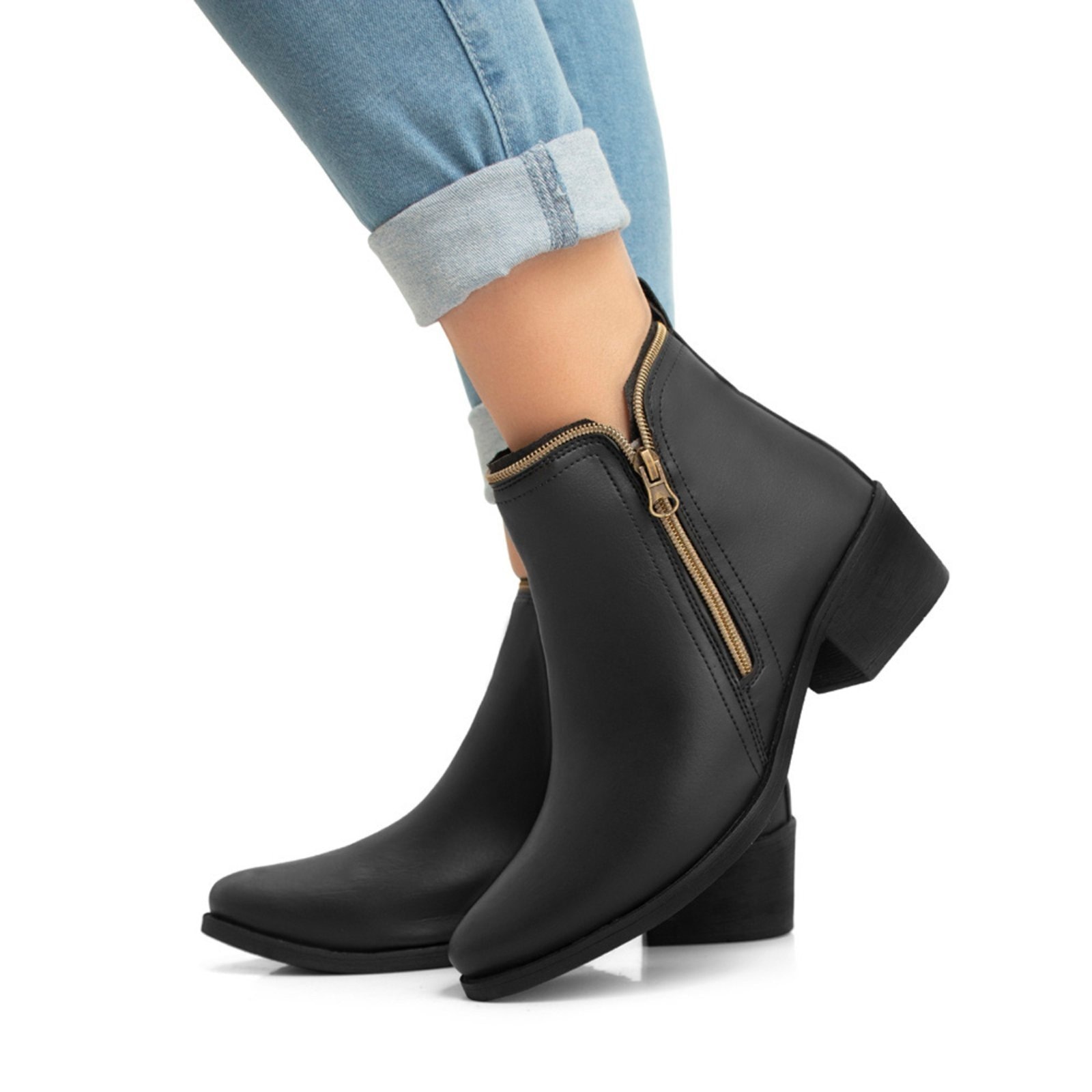 Imagem principal Bota Feminina Cano Curto Zíper Lateral Moderna Confortável ÉPICO CALÇADOS preto