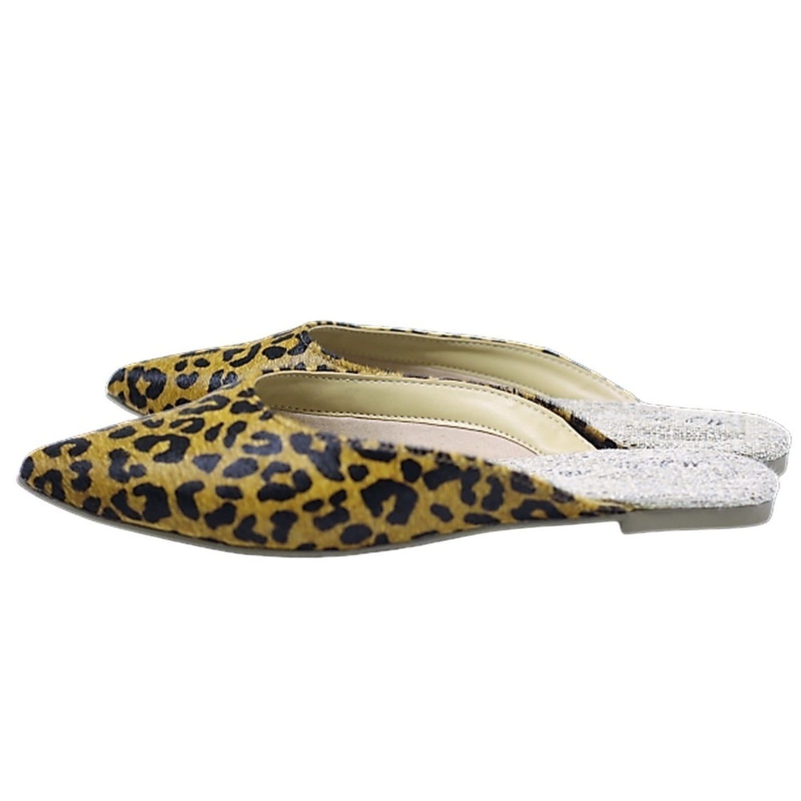 Mule Bico Fino em Couro Salto Baixo Animal Print