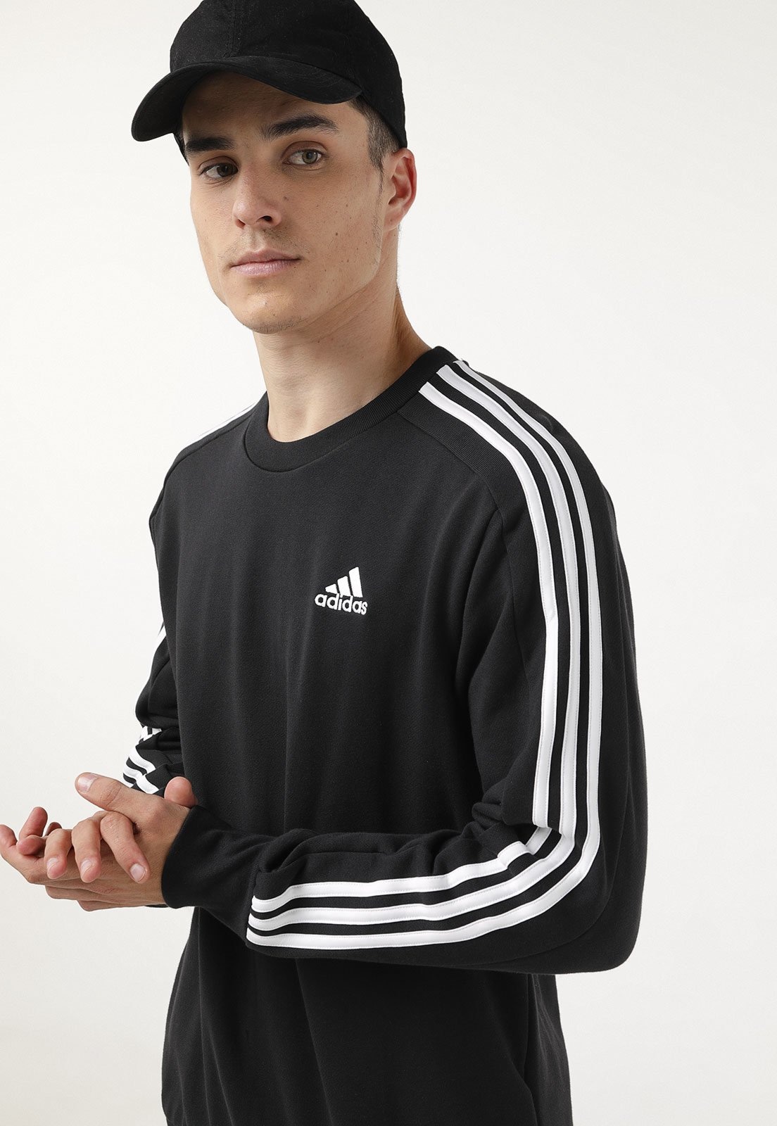 Imagem principal Blusa de Moletom Fechada adidas Sportswear Essentials 3-Stripes Preta adidas Sportswear preto