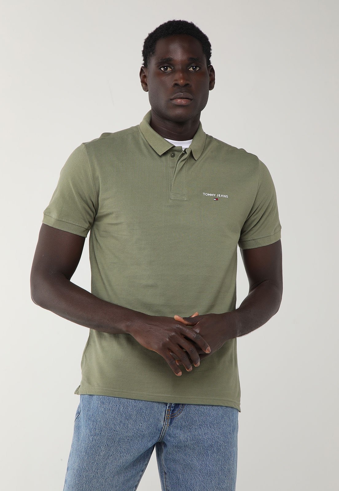 Imagem principal Camisa Polo Masculina Tommy Jeans TJM REG DNA Graphic Oliva Tommy Jeans verde