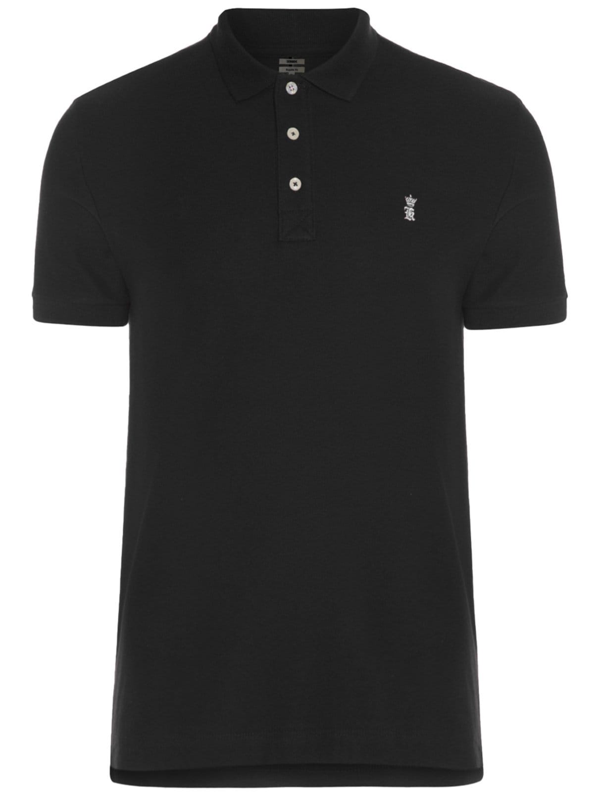 Polo Sergio K Masculina Piquet Gorgurão Light Logo Preta