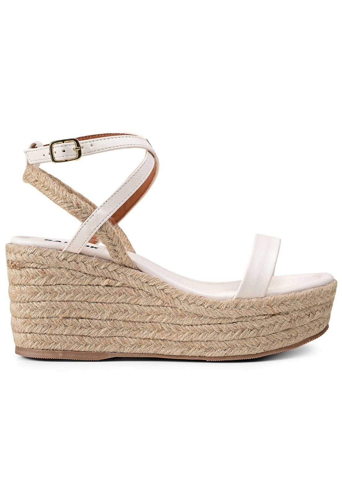 Sandália Anabela Salook Branco Tiras em Juta Plataforma