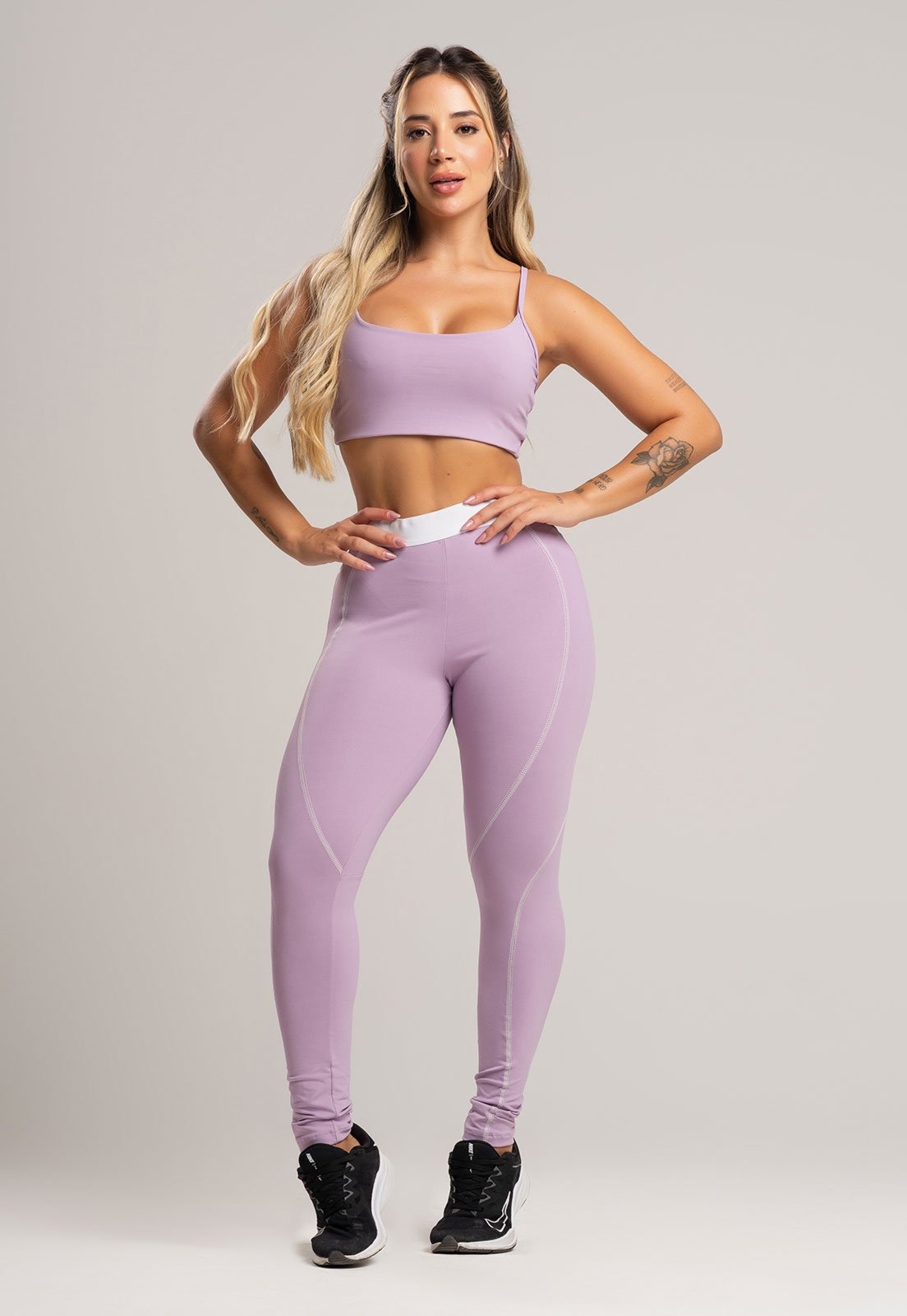 Imagem principal Calça Legging Academia MVB Modas com Elástico Cintura Alta Feminina Poliamida Lavanda Mvb Modas lilás lavanda