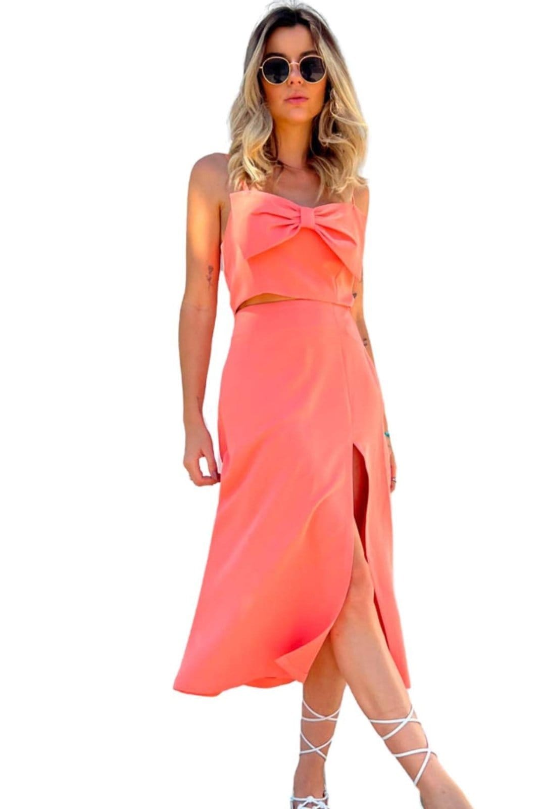 Saia Vanibele Midi Goiaba