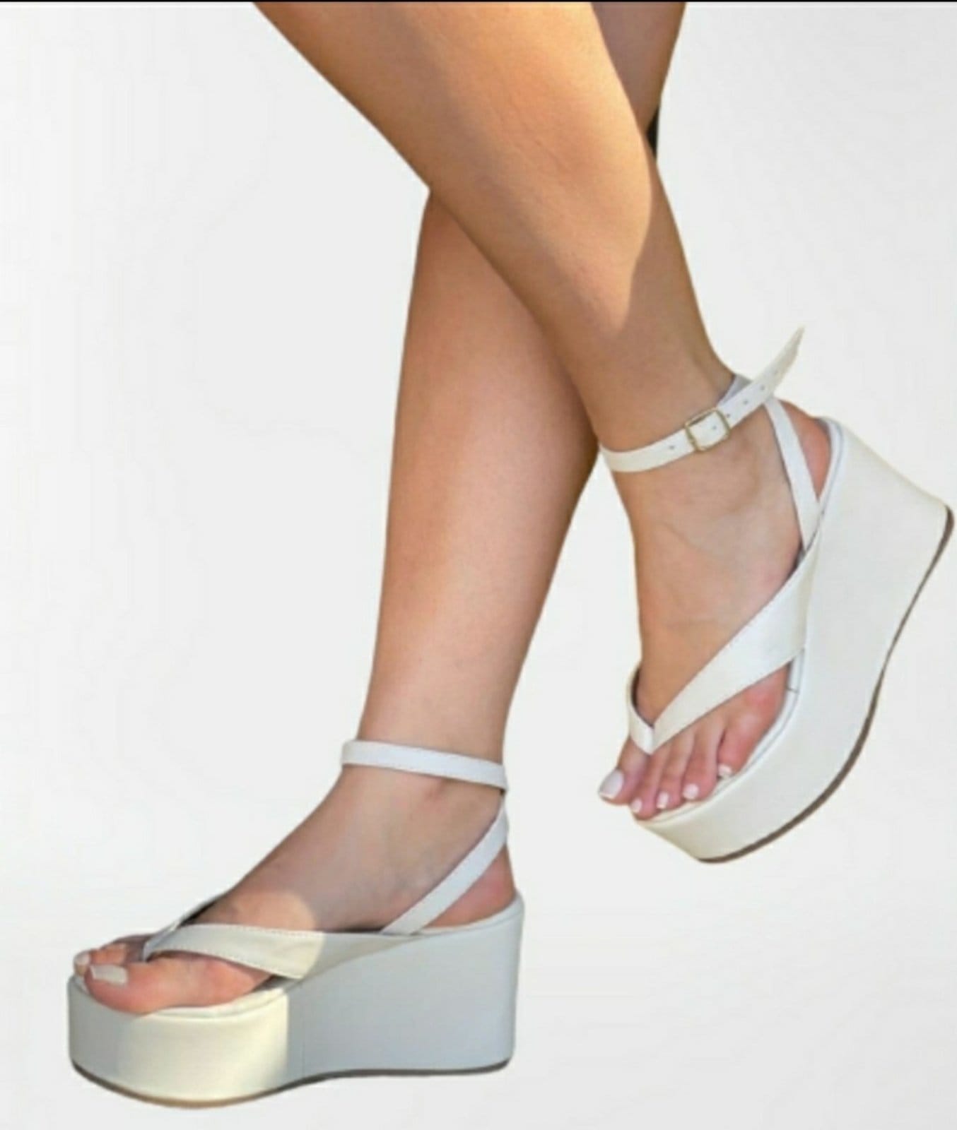 Sandália Delazari Salto Plataforma Off White