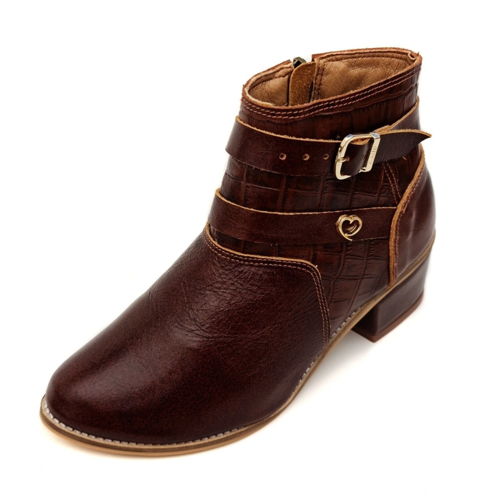 Imagem principal Bota Salto Bloco em Couro Stela Café Amo Calçados marrom