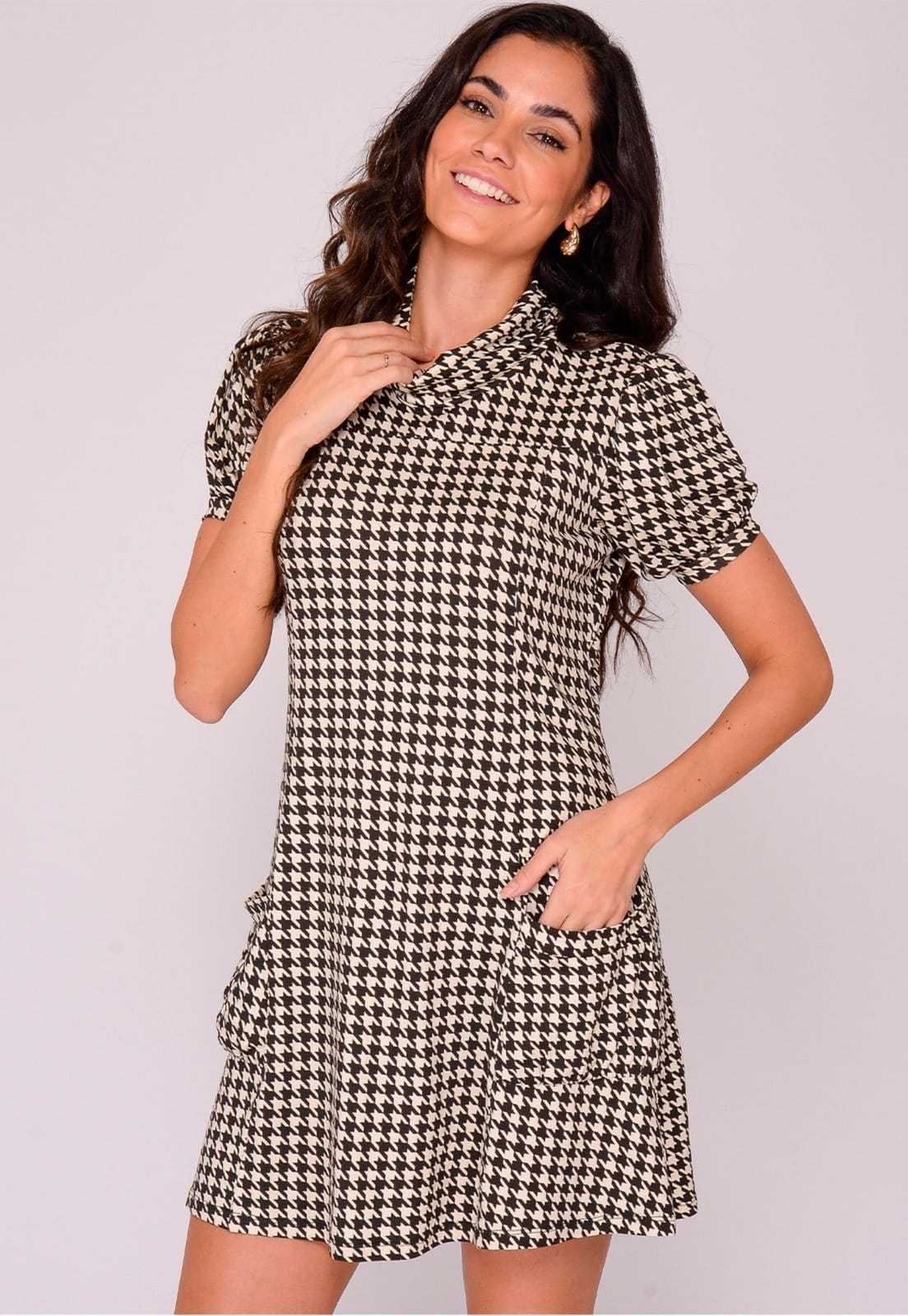 Vestido Manga Bufante Gola Alta B’Bonnie Sharon