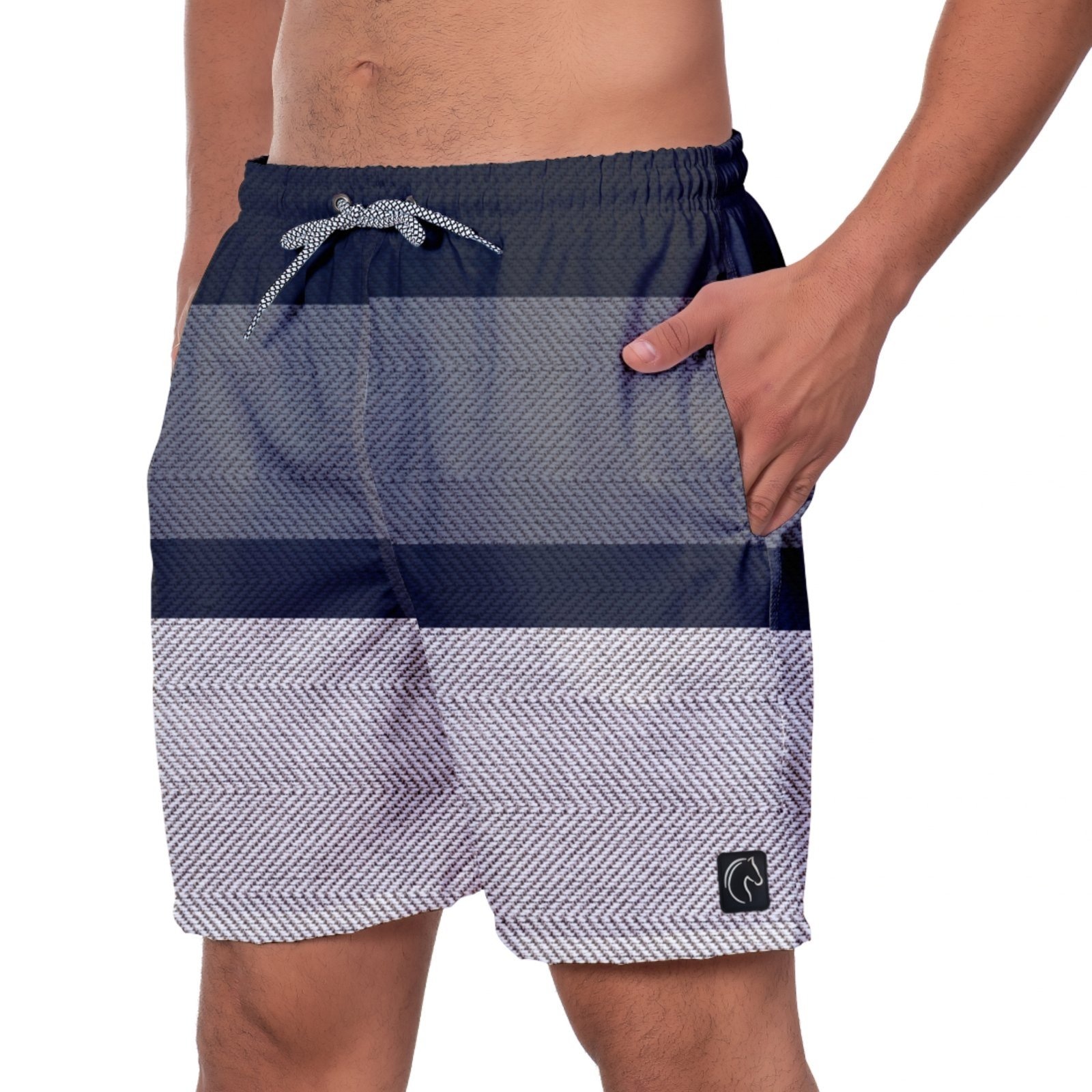 Imagem principal Short Praia Premium Masculino Academia Fitness Caminhada Listras Moda Esporte Corrida Estilo Conforto W2 W2 STORE cinza/estampado/grafite/listra/listrado/preto