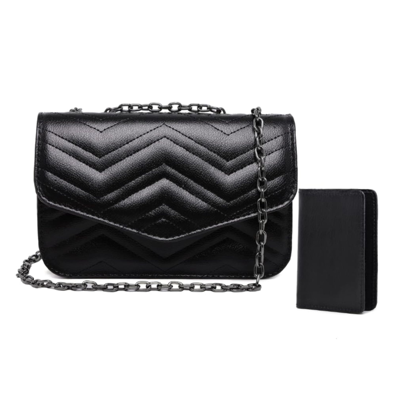 Imagem principal Bolsa Pequena Clutch Carteira Preta Kit Moda Feminina Festa Casual Alça Ombro CARMELO SHOES preto