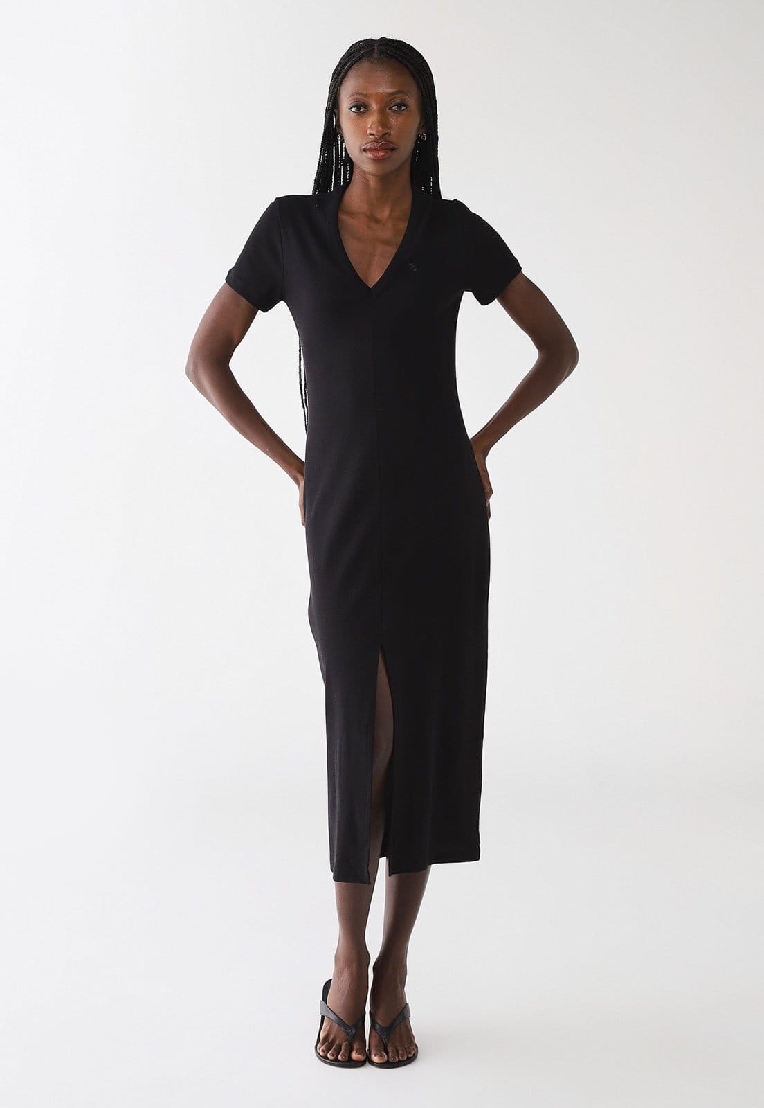 Vestido Feminino Colcci Midi Canelado Decote V