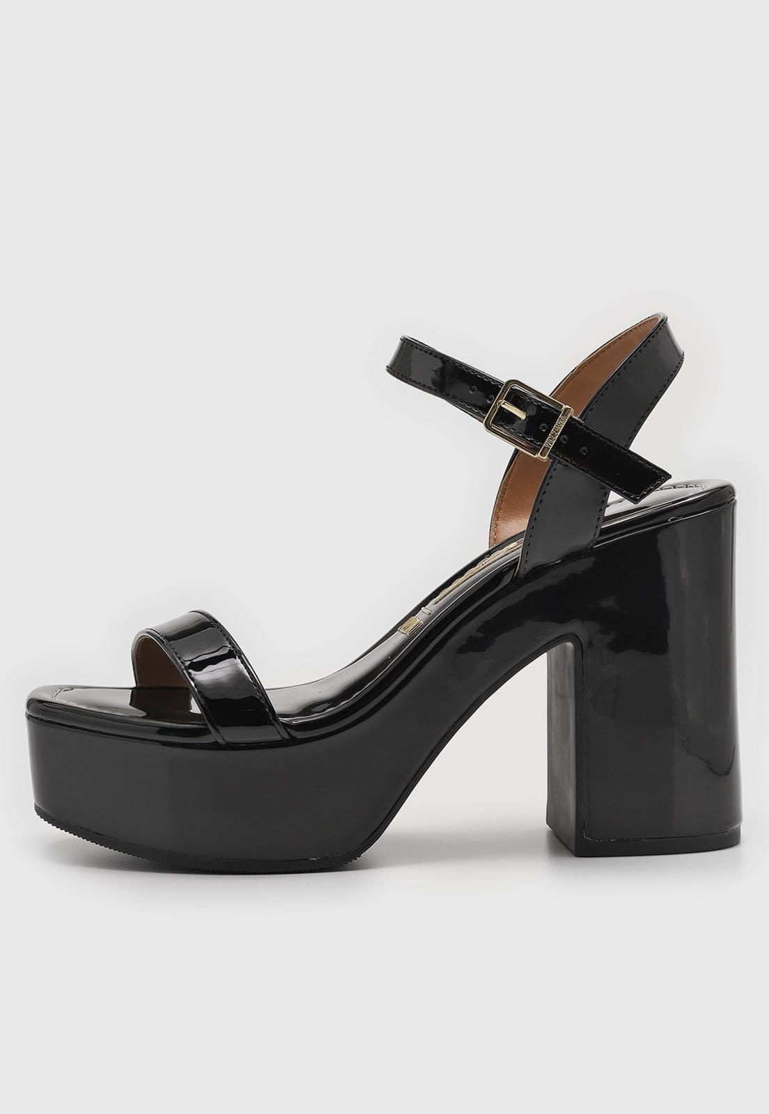 Sandália Feminina Vizzano Salto Bloco Verniz Preta