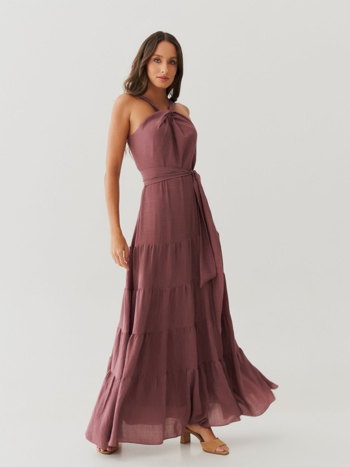 Vestido Via Lessa Roselle Longo em Viscose Uva