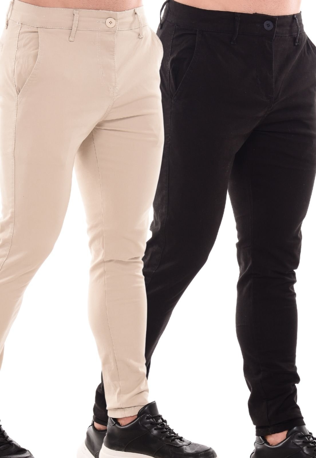 Imagem principal Kit 2 Calças Sarja Masculina Mys Jeans Confortável e Estilosa Preto e Bege Ethereal Jeans multicolorido